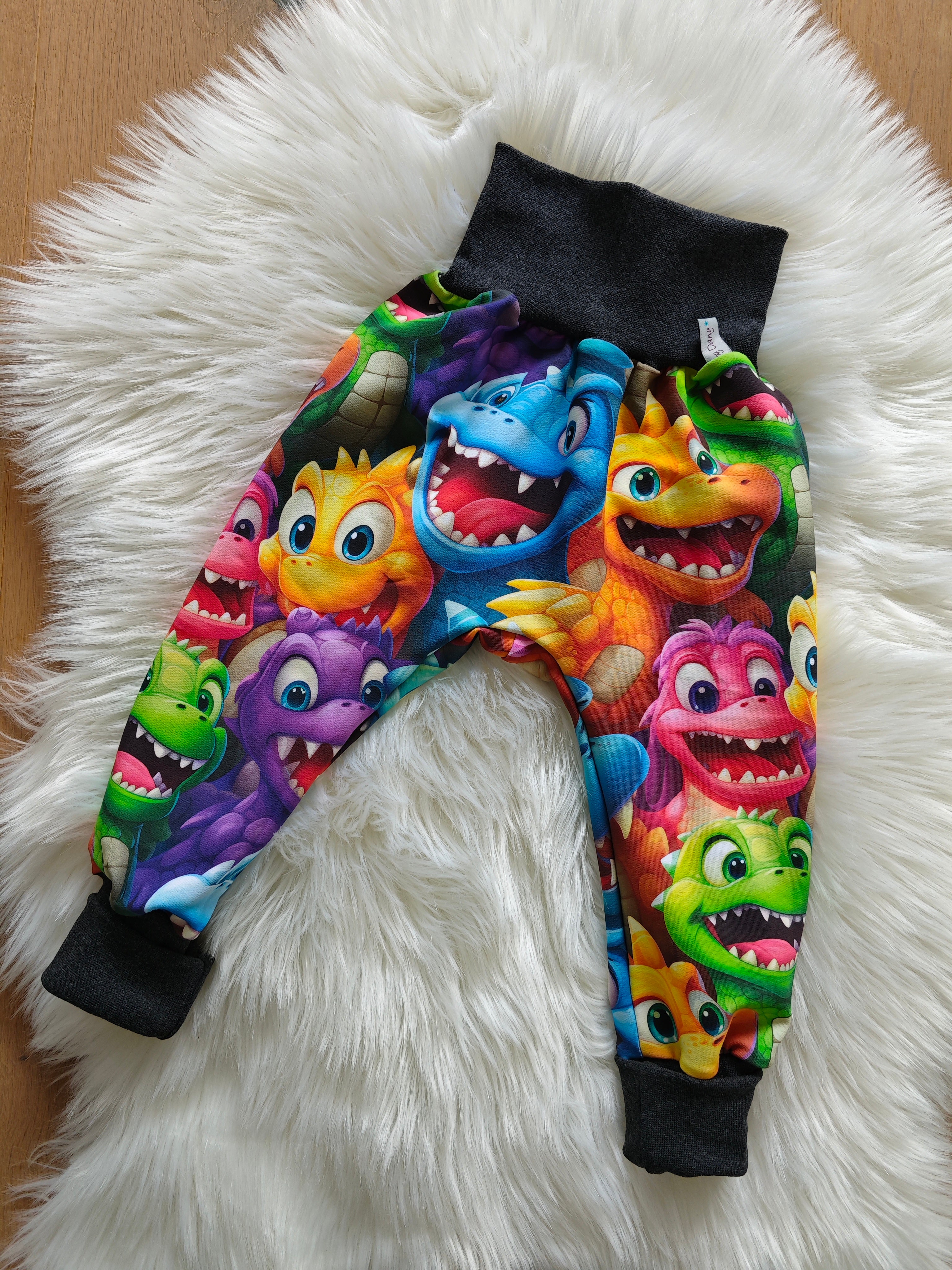 Pumphose lang bunte Drachen 98/104