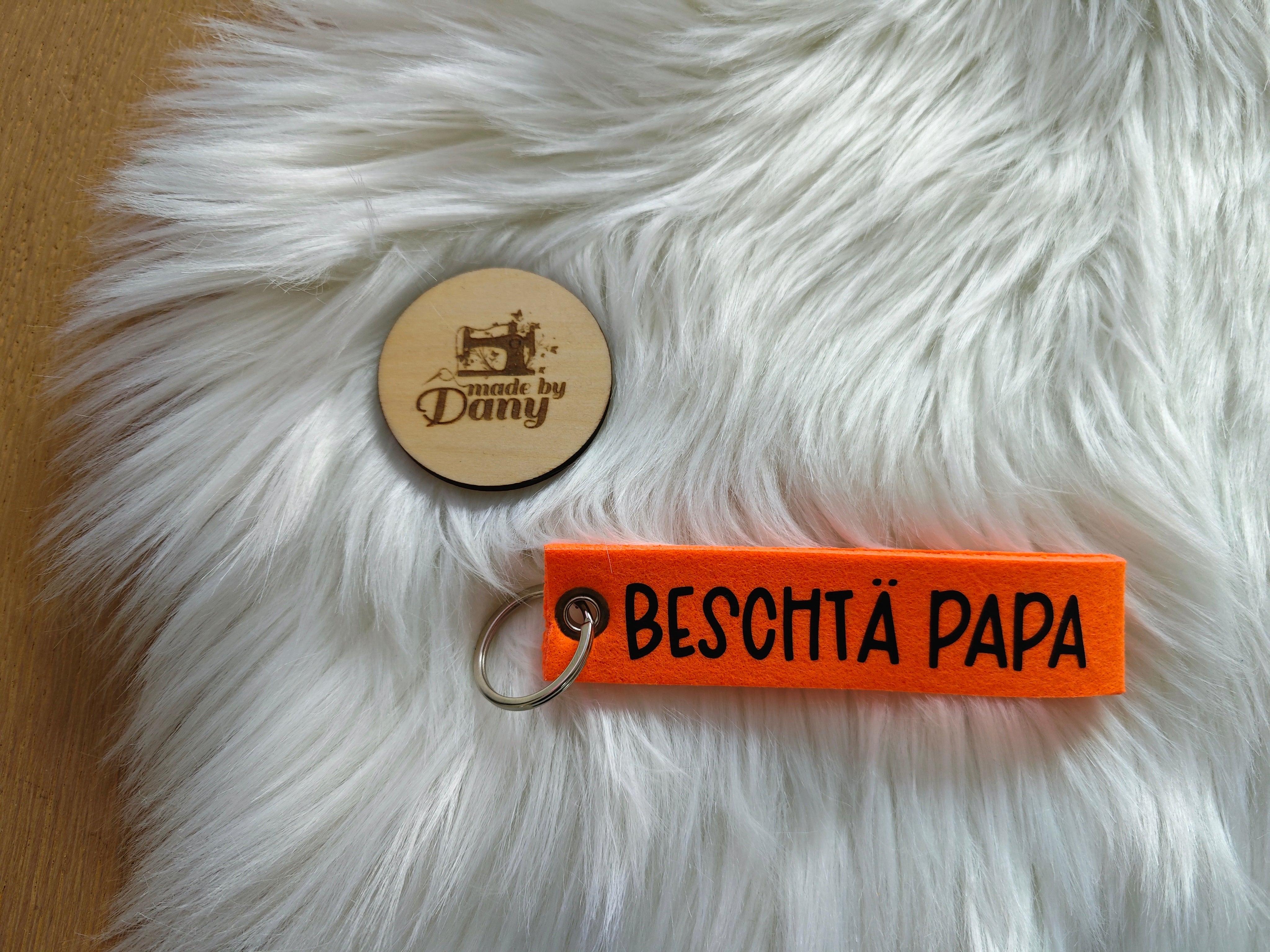 Filz Schlüsselanhänger Beschtä Papa - orange