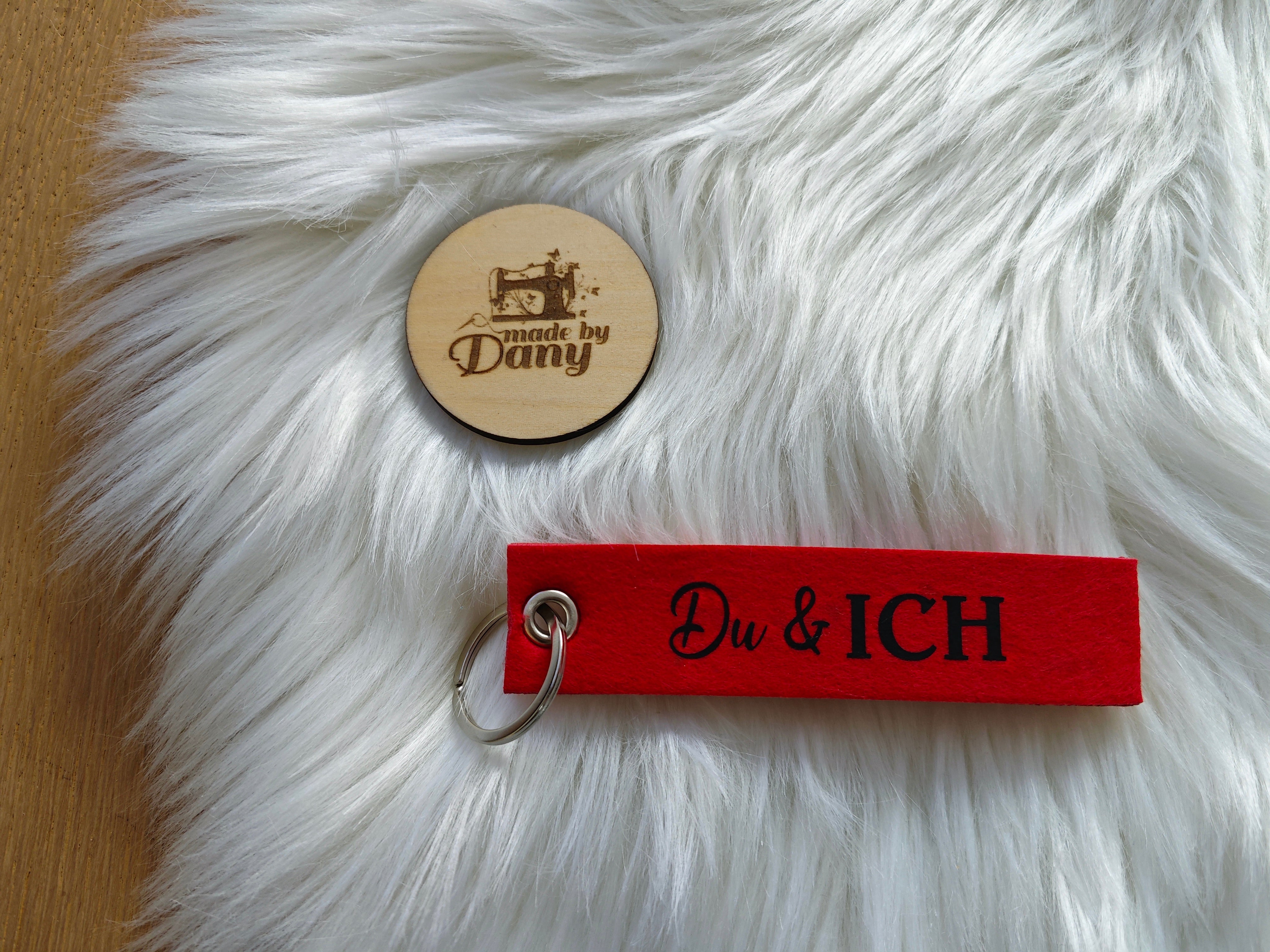 Filz Schlüsselanhänger Du & Ich - rot