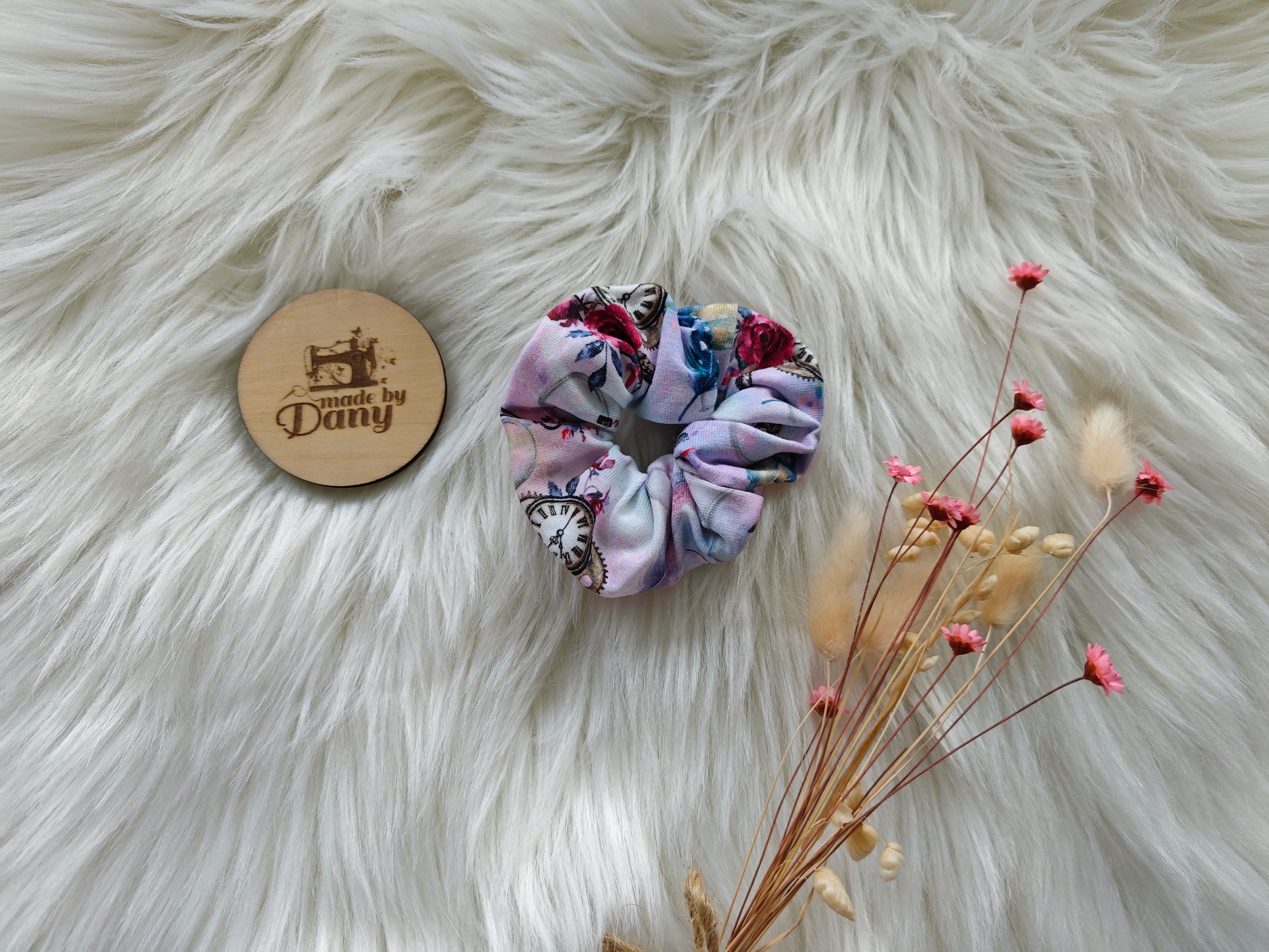 Scrunchie / Haargummi Einhorn mit Federn rosa