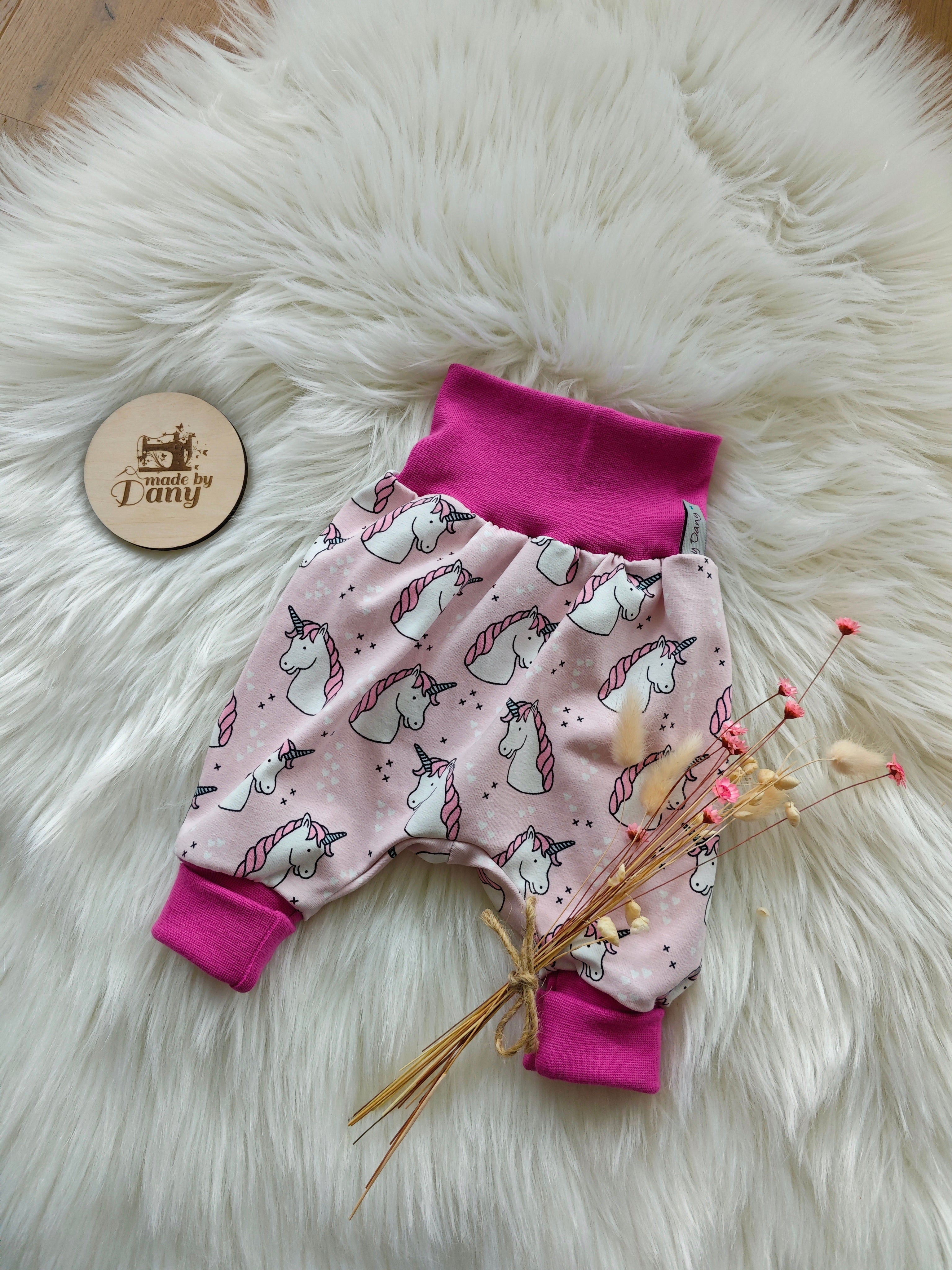 Pumphosen lang Einhorn rosa 50/56