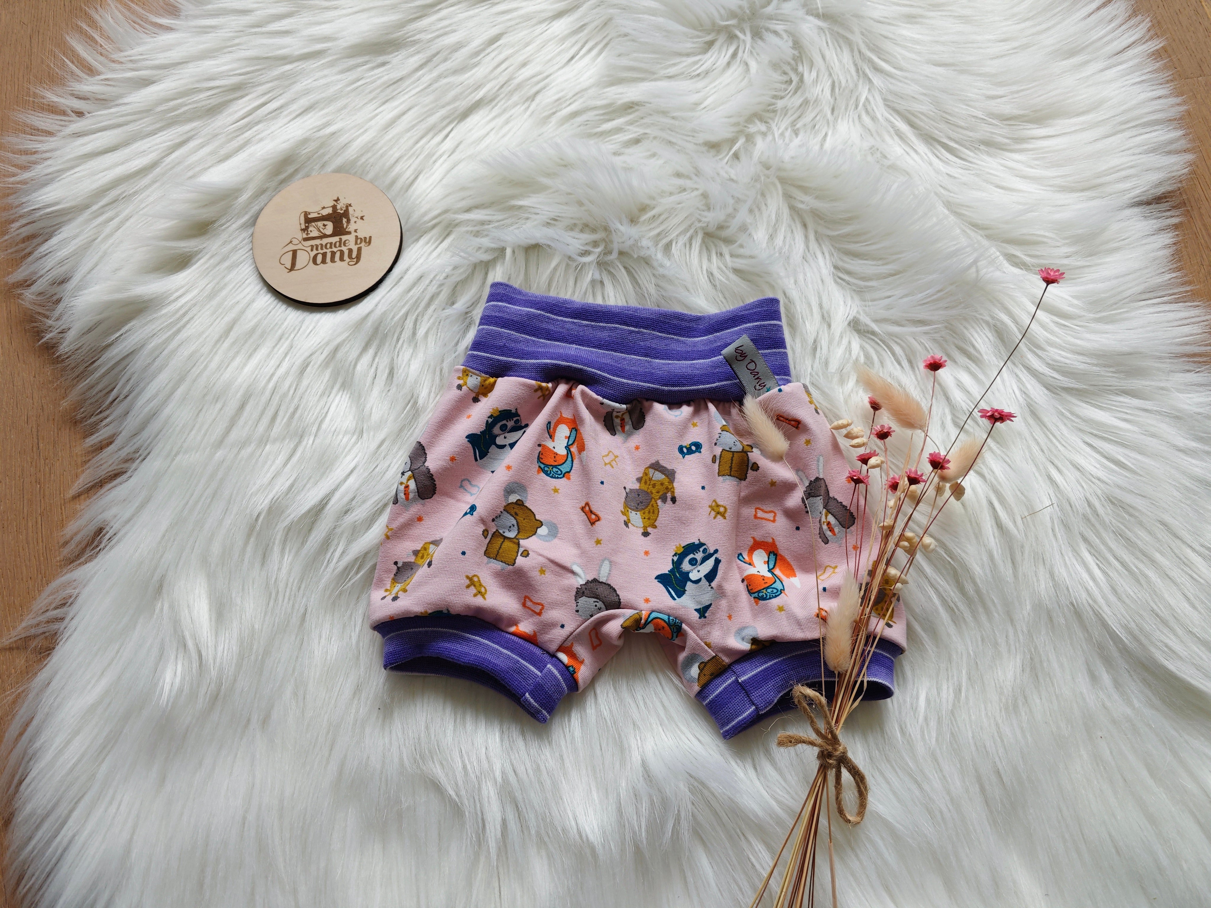 Pumphosen Kurz lustige Heldentiere rosa 56/62