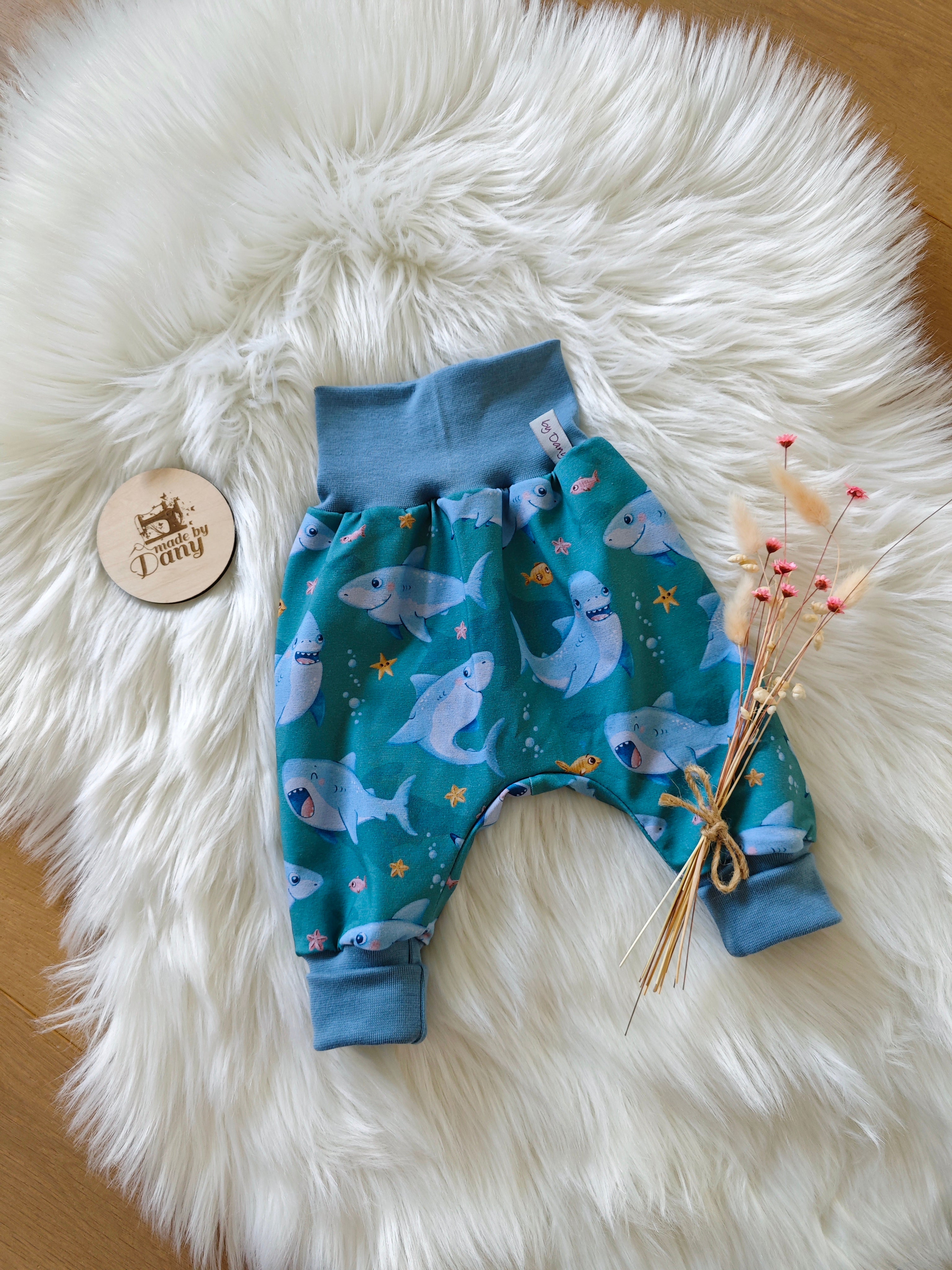 Pumphosen lang Haifische, Fische 62/68