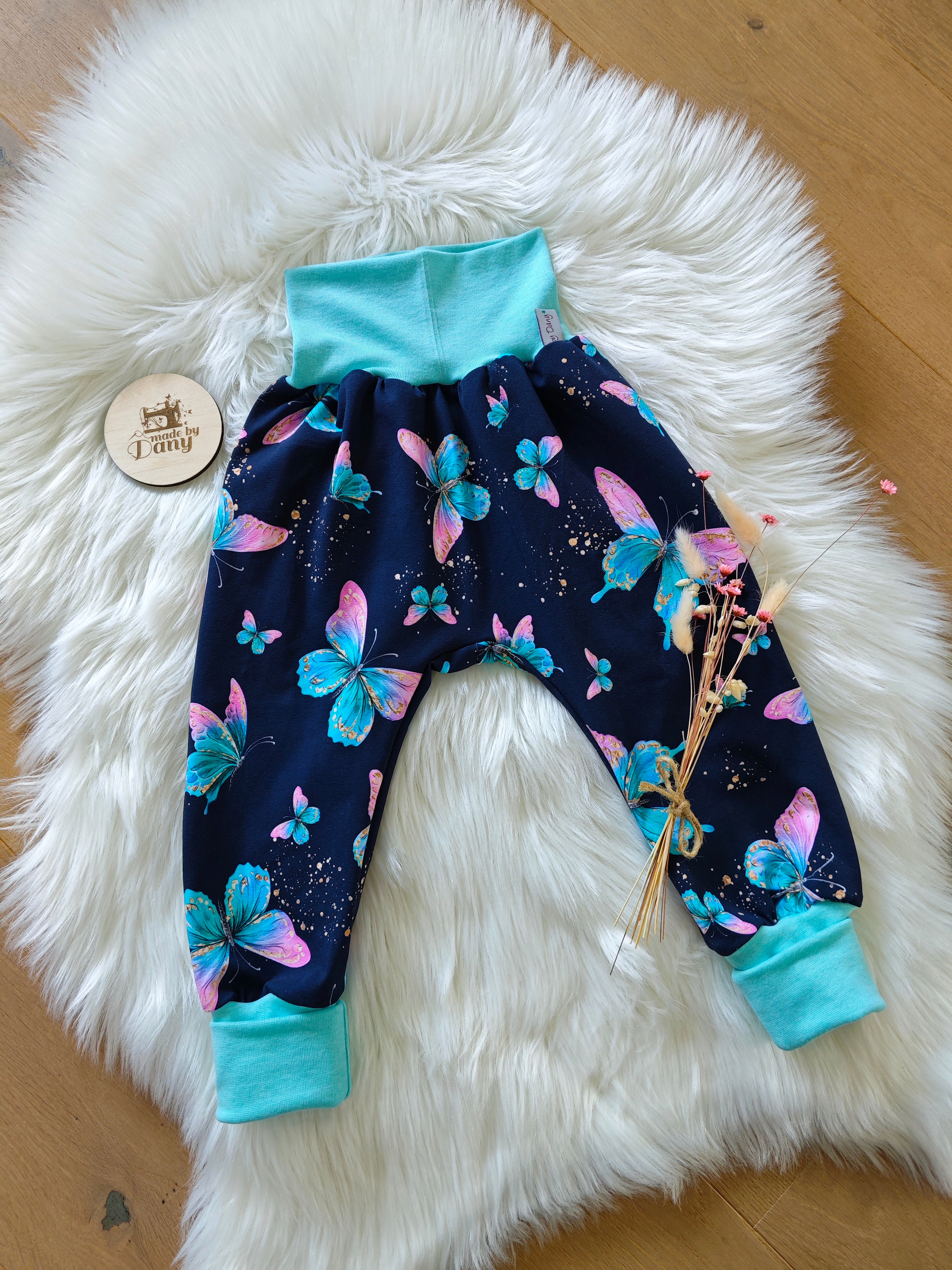 Pumphosen lang Schmetterling rosa, blau... 98/104