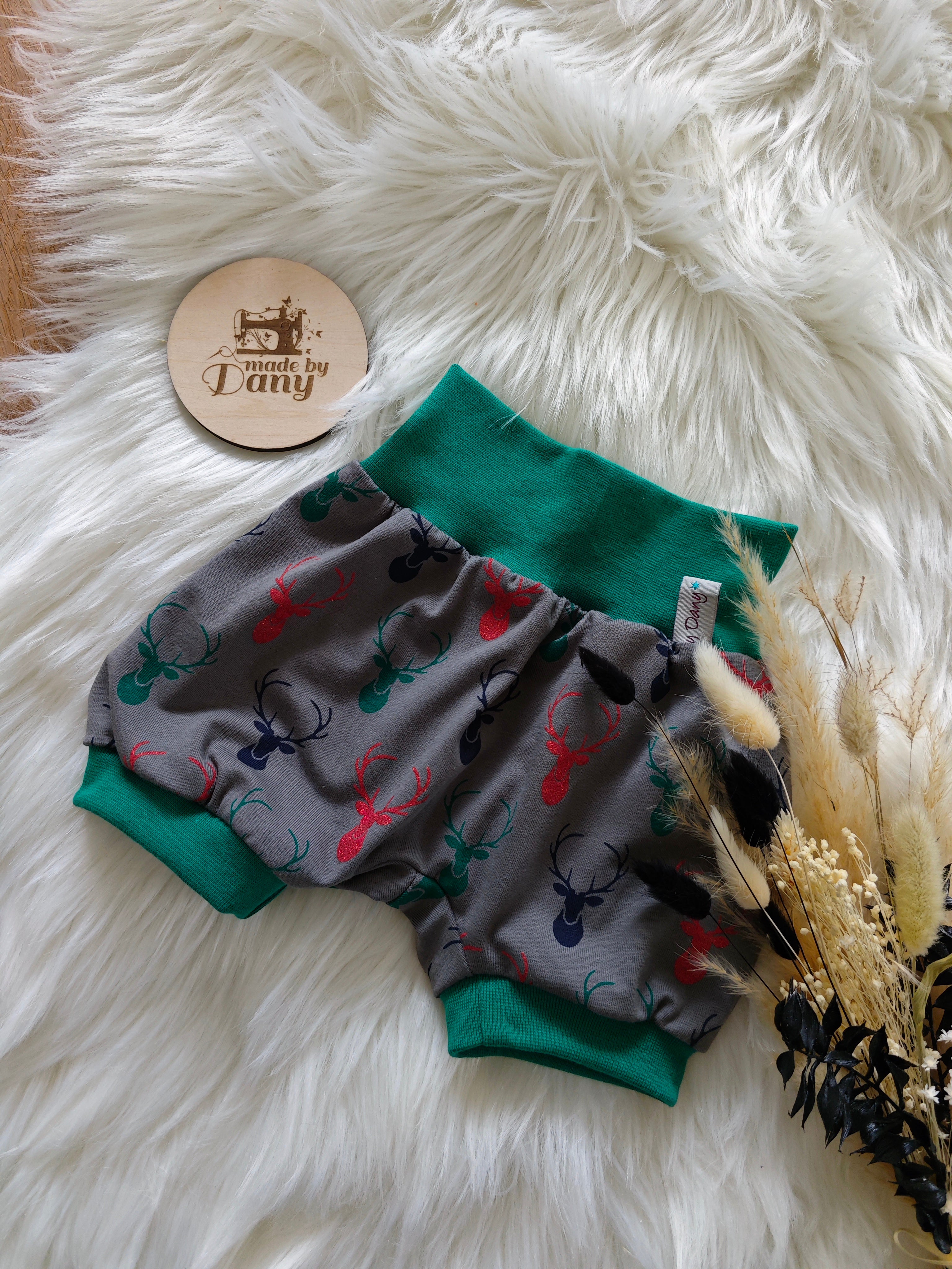 Pumphosen kurz Elch glitzer Geweih 68/74