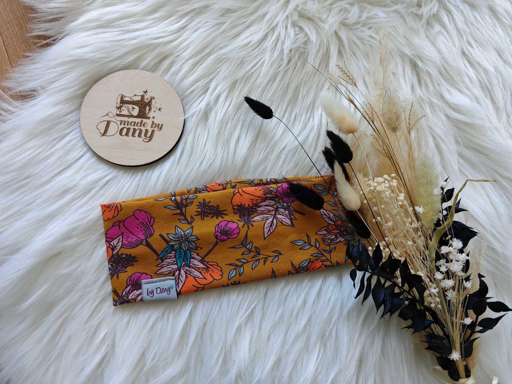 Stirnband Senf Blossom by brinarina ca. 43-44cm