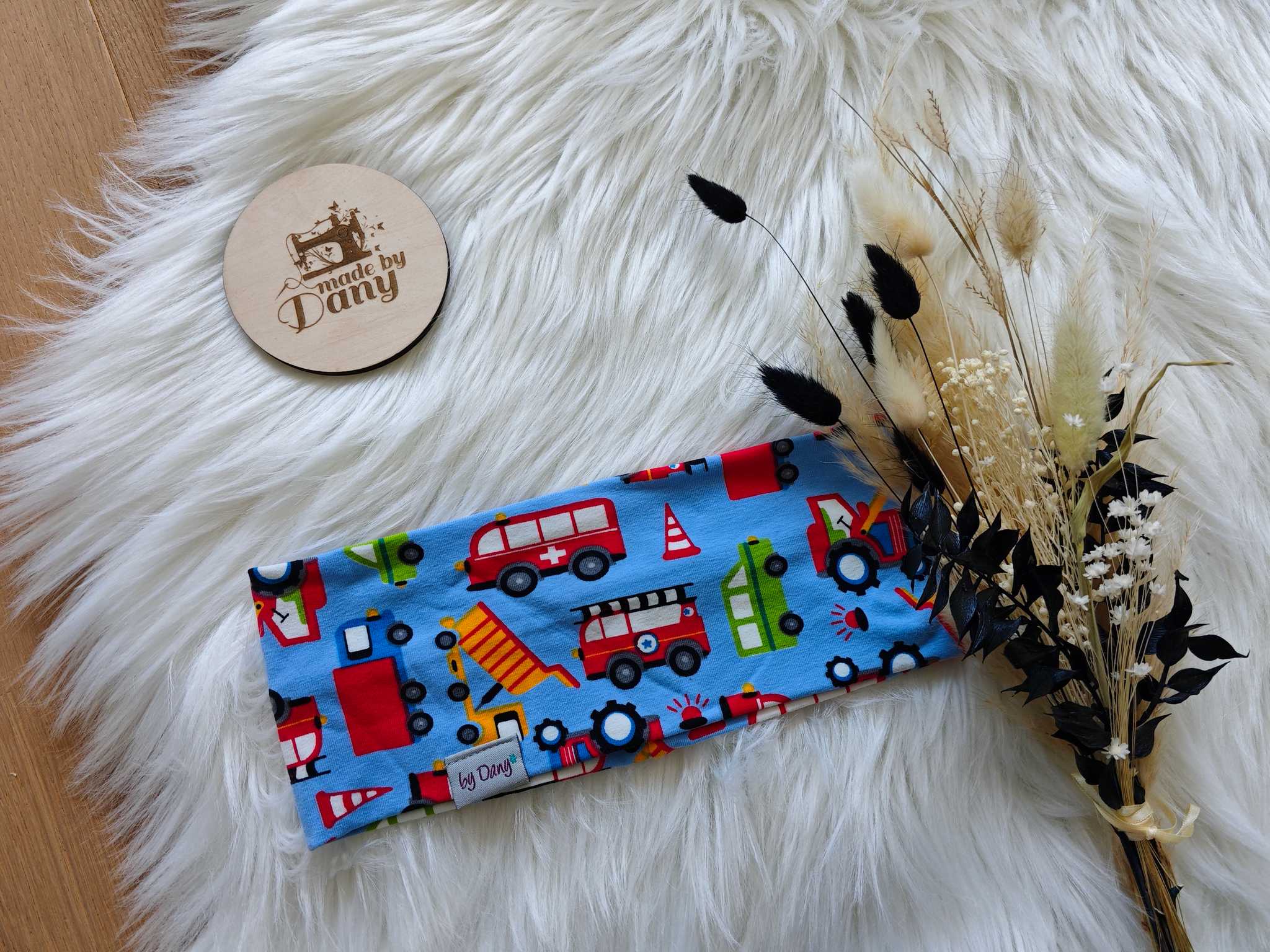 Stirnband Fahrzeug blau ca. 53-54cm