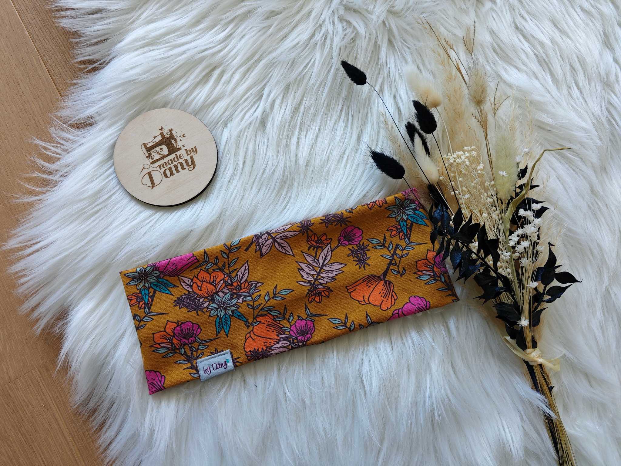 Stirnband Senf Blossom by brinarina ca. 55-56 cm