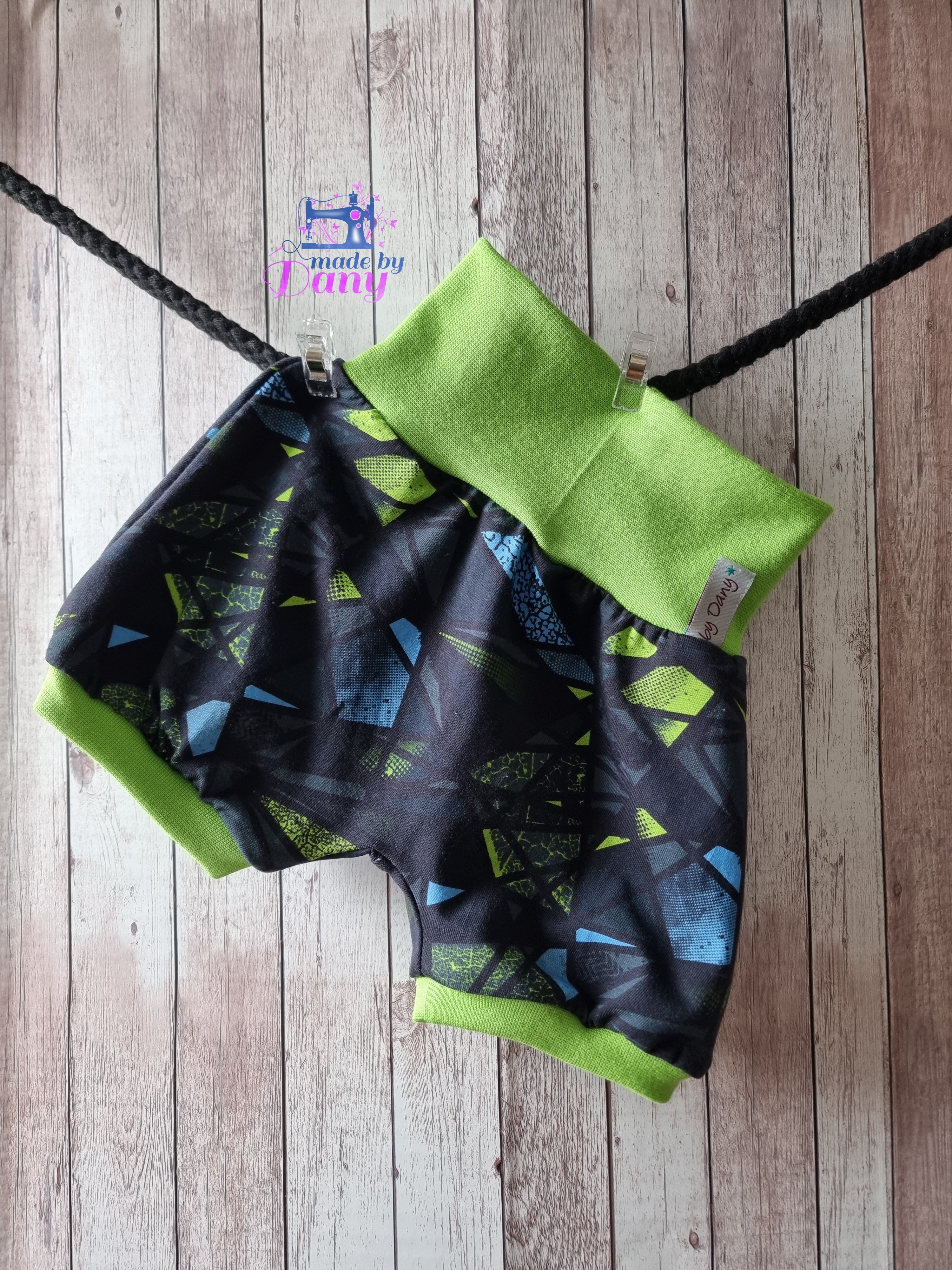 Pumphosen Kurz 2.0 ohne Hosentaschen Muster blau, grün, schwarz 80