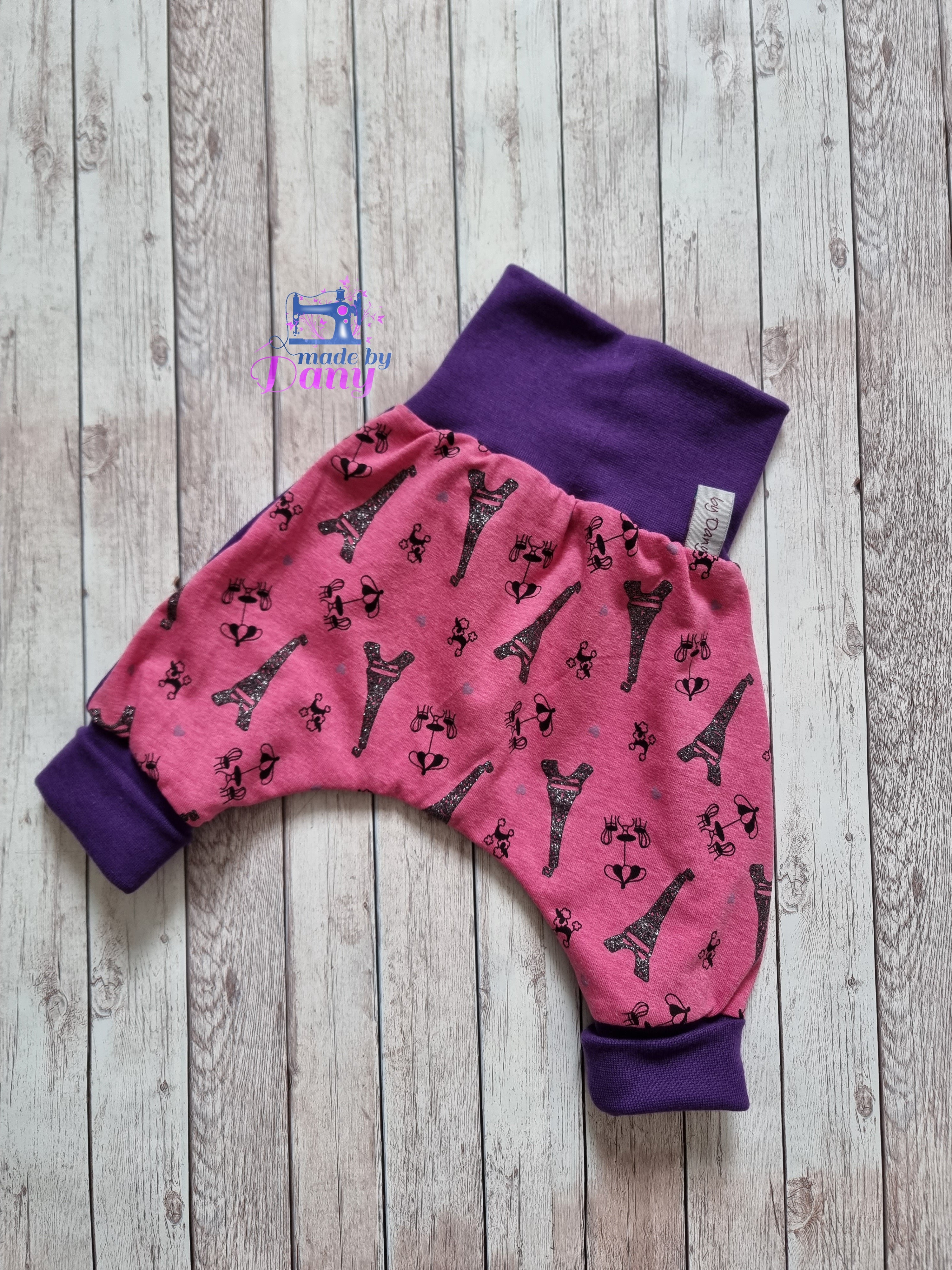 Pumphosen lang 2.0 Little Paris pink meliert-Glitzer 56/62