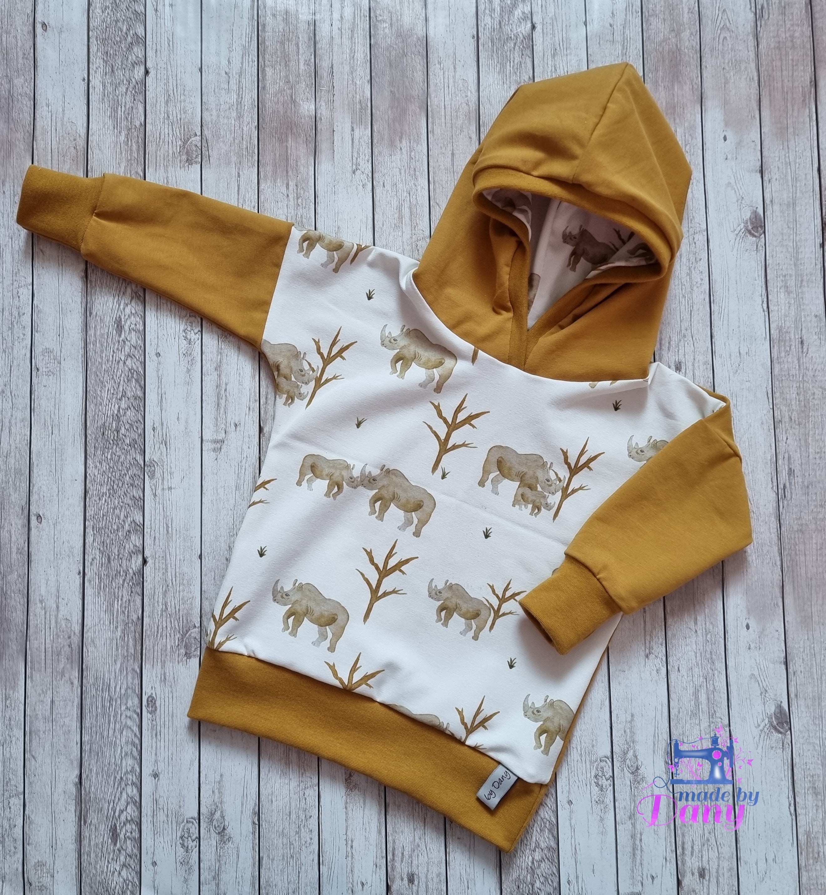 Kapuzenpullover Nashorn mit Baby 80