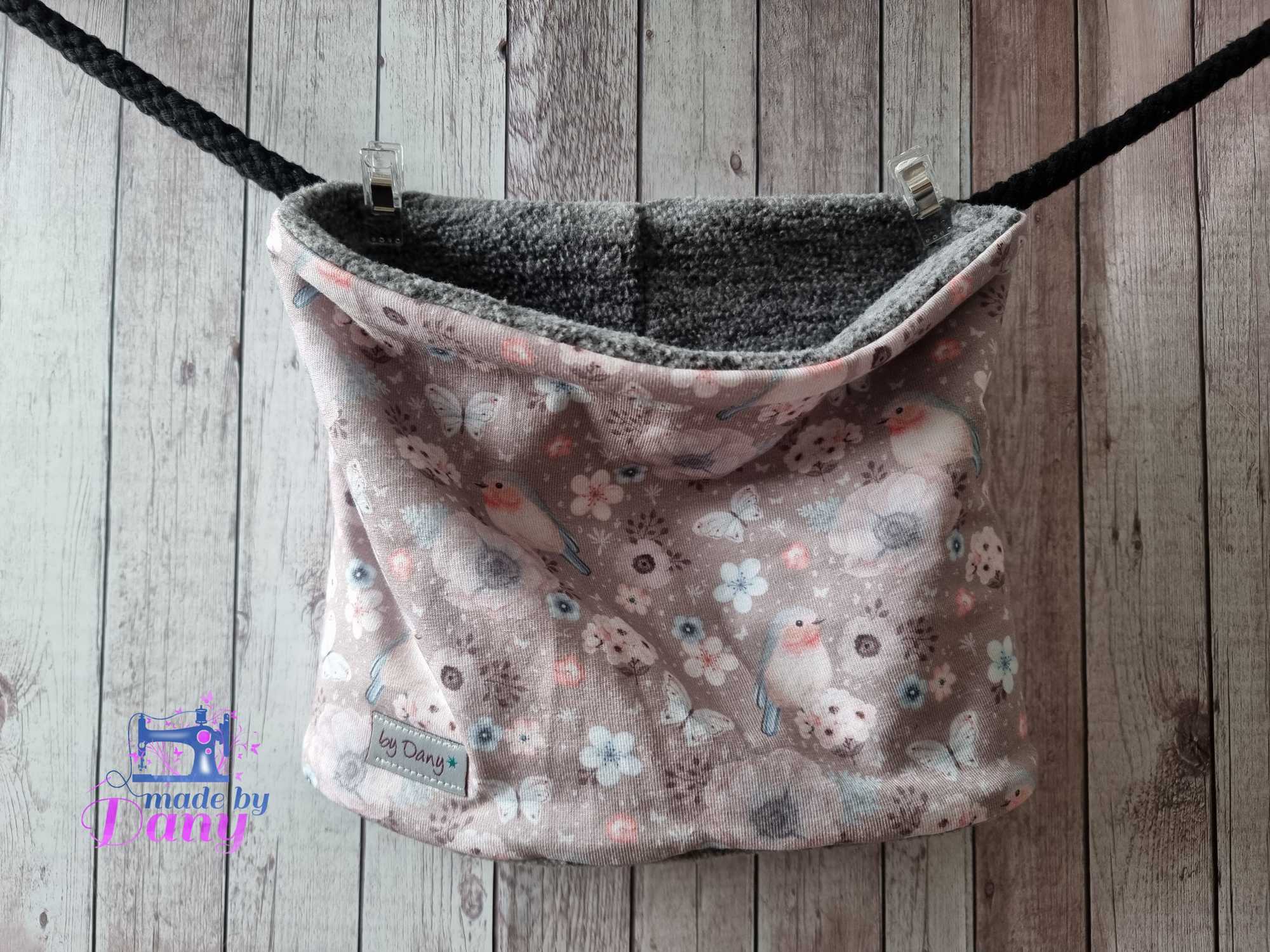 Loop innen gefüttert Kleine Vögel, Schmetterlinge & Blumen taupe ca. 46 cm