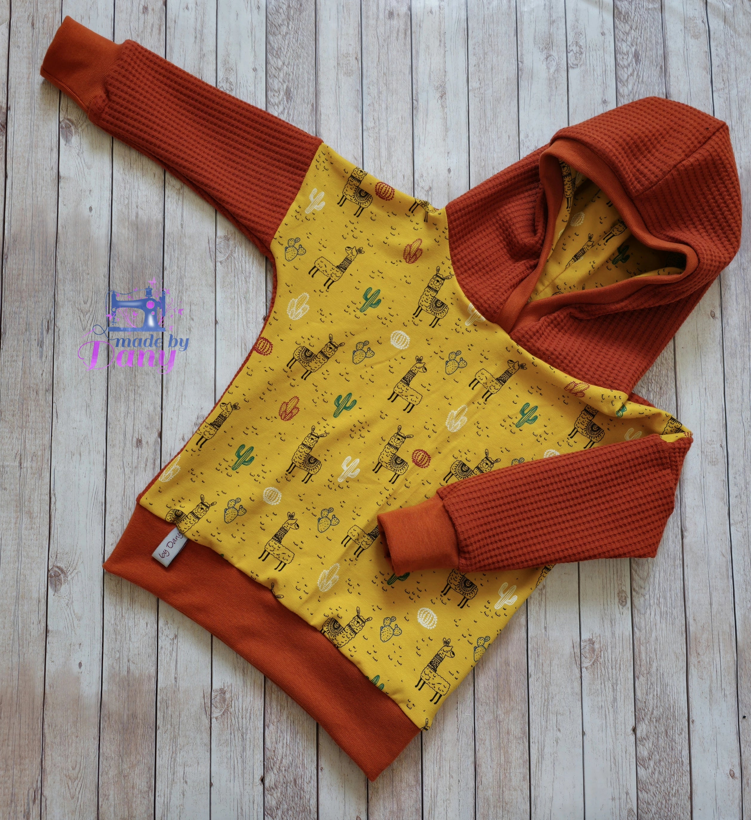 Kapuzenpullover Lama Senf, rostbraun 92