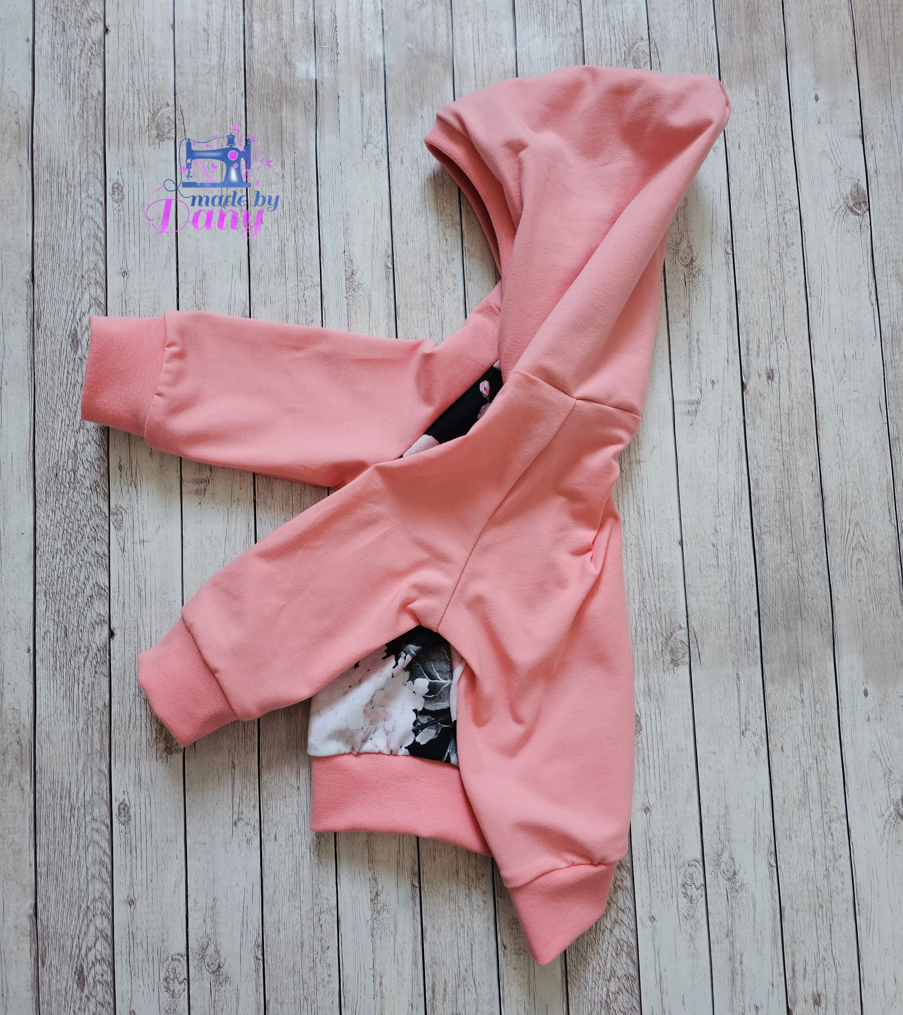 Kapuzenpullover Blumengemälde schwarz, rosa 68