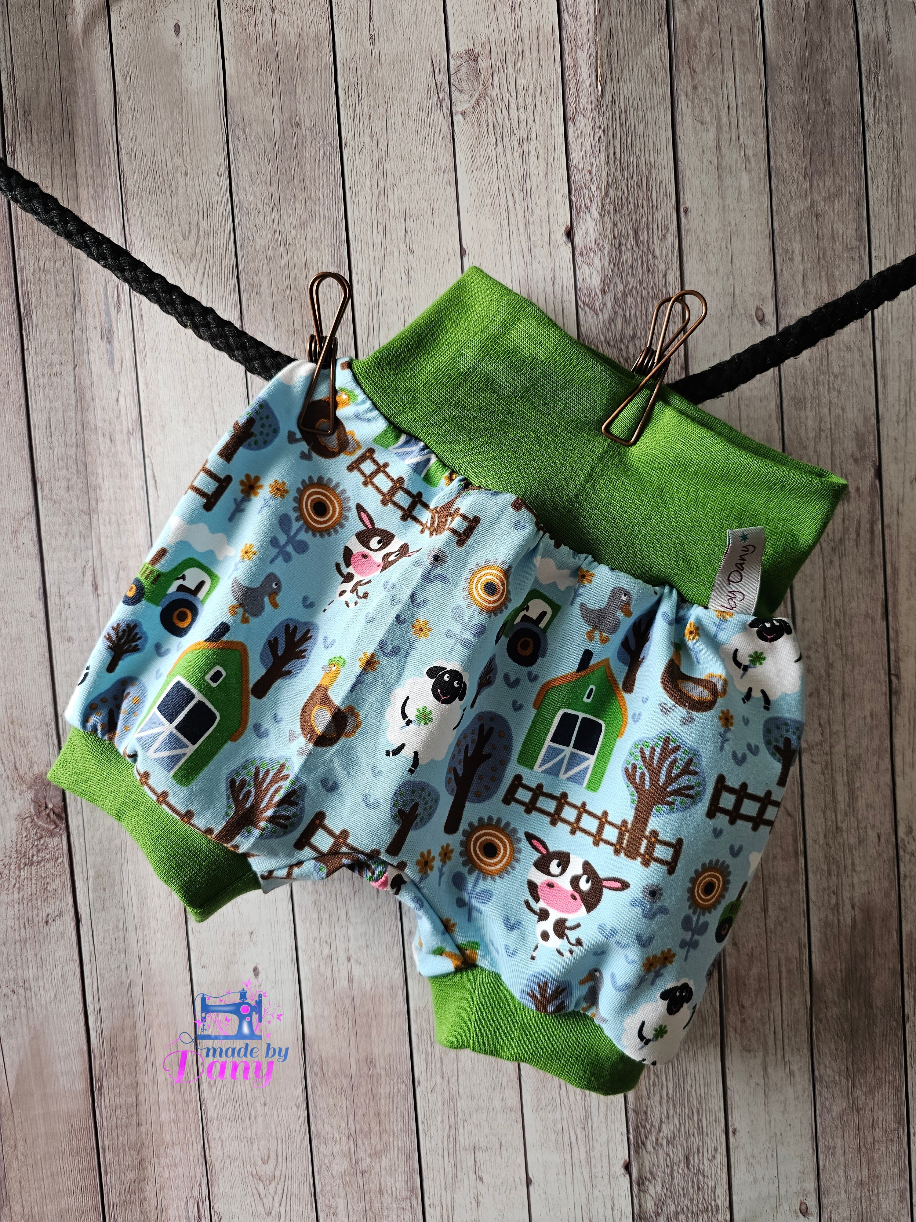 Pumphosen Kurz Bauernhof blau 68/74