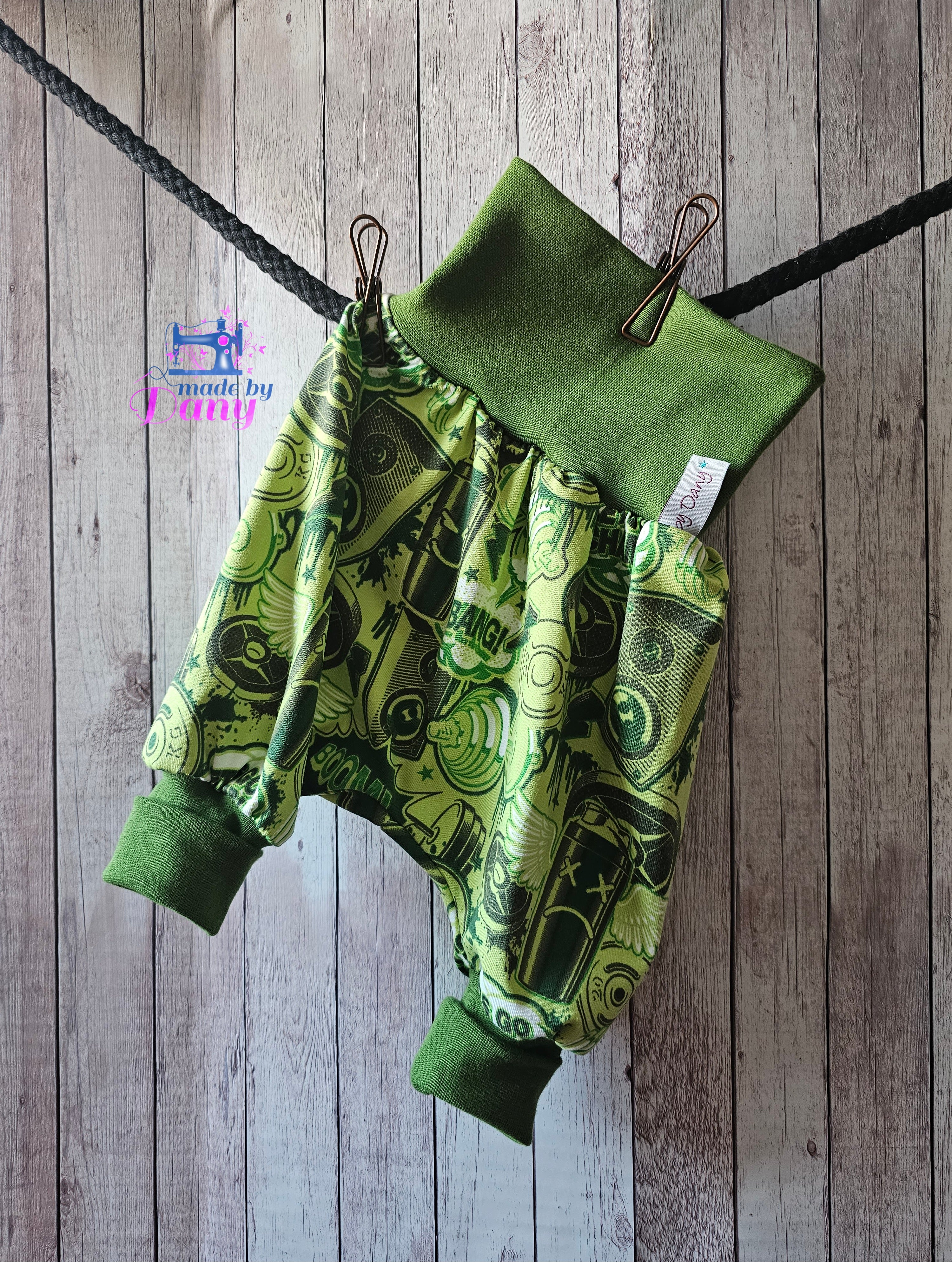 Pumphosen lang Boom bang grün - Jersey 50/56