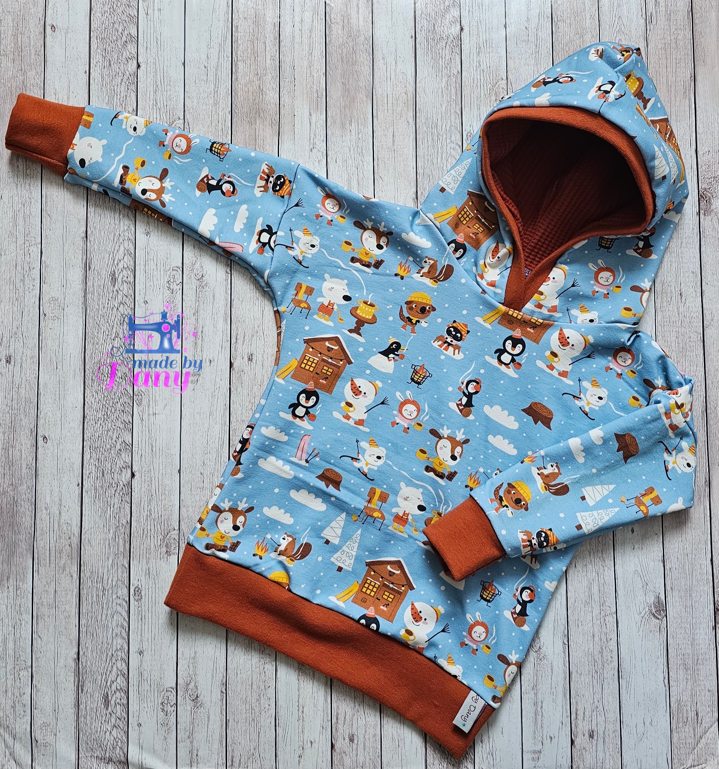 Kapuzenpullover Hot Chocolat hellblau 98