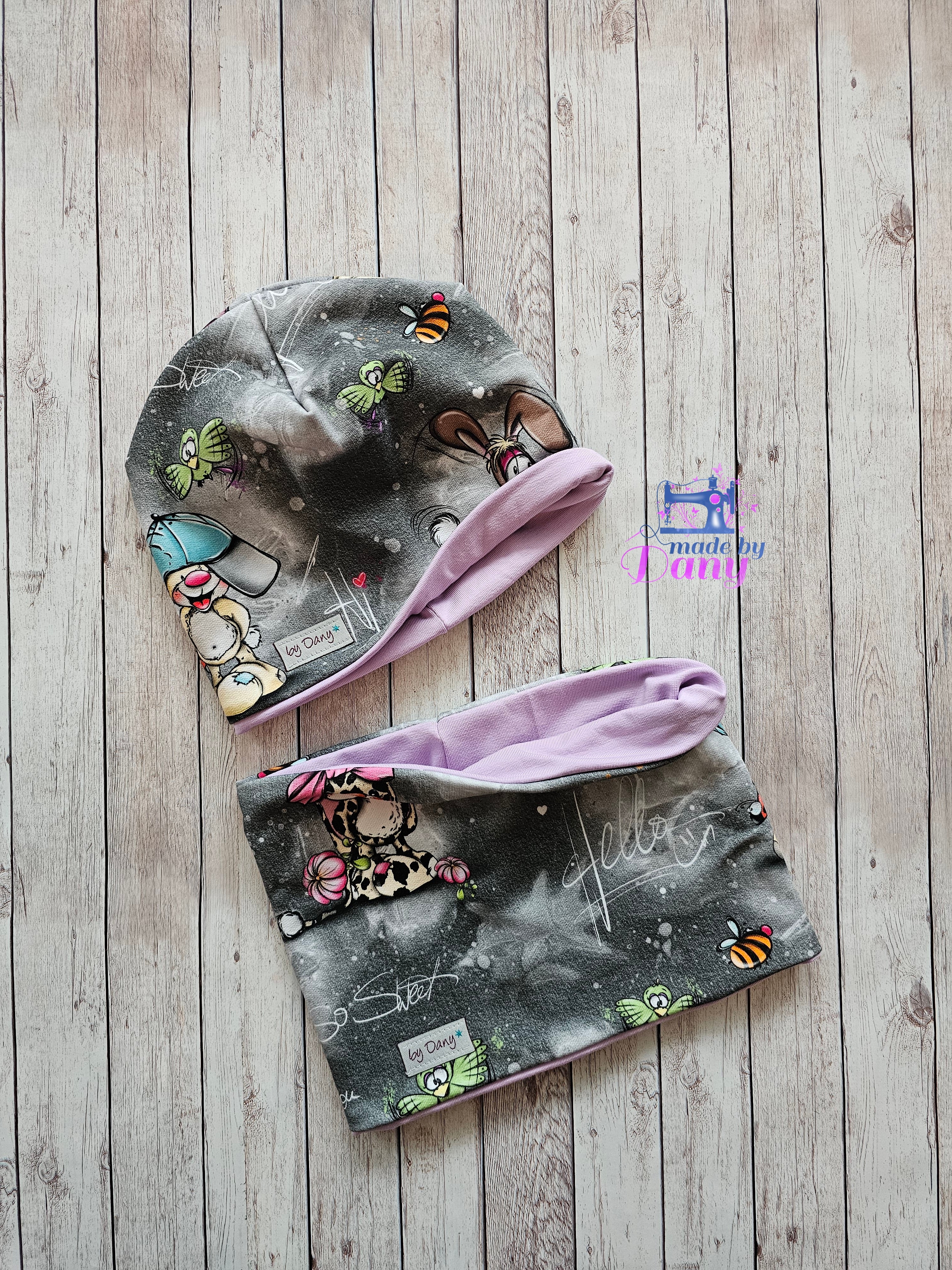Beanie & Loop Sweet Animals Loop ca. 46cm / Beanie ca. 46-48cm