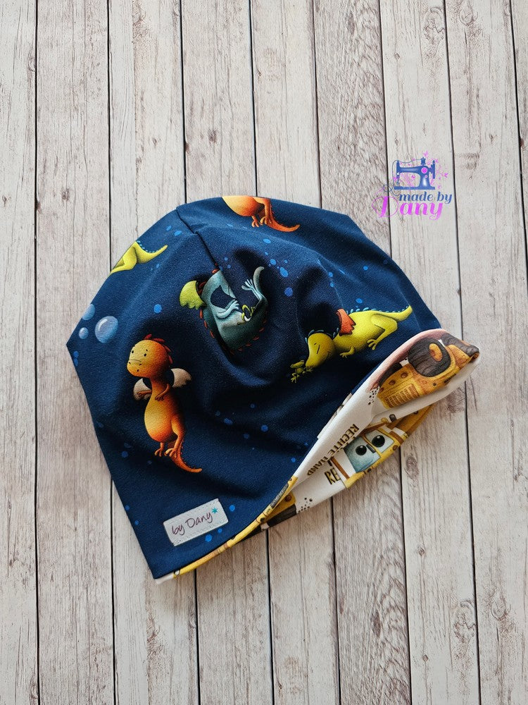 Wendebeanie Süsse Drachen dunkelblau, Papas Rechte Hand ca. 49-51 cm