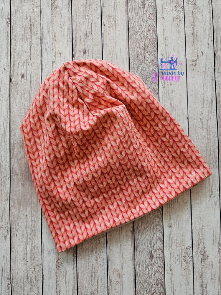 Wendebeanie Süsse Lola in der Tasse, Plain Stiches rosa, pink ca. 52 cm