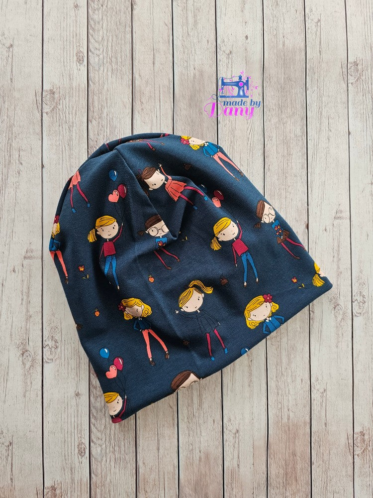 Wendebeanie Hipster blau, Mädchen marine ca. 50 cm