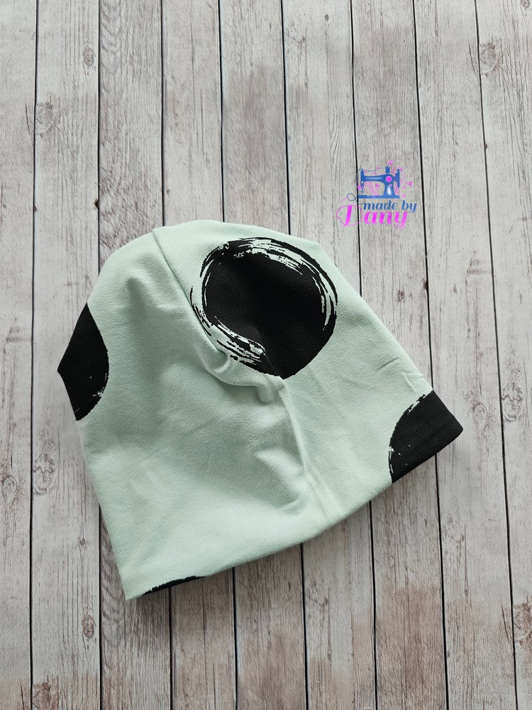 Wendebeanie Panda mint, Big Dots hellmint ca. 50-52 cm