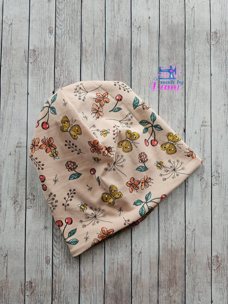 Wendebeanie Boom Senf Blossom by brinarina, Sommergarten apricot ca. 54 cm