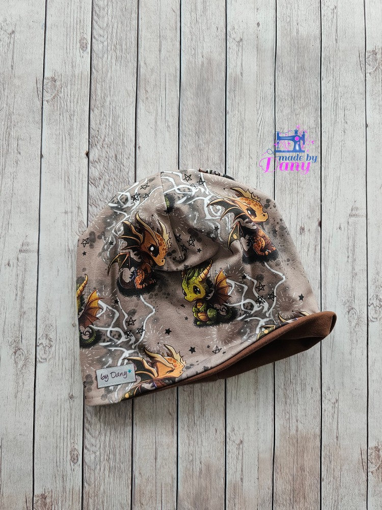 Wendebeanie Drachenbaby, braun ca. 49-51 cm