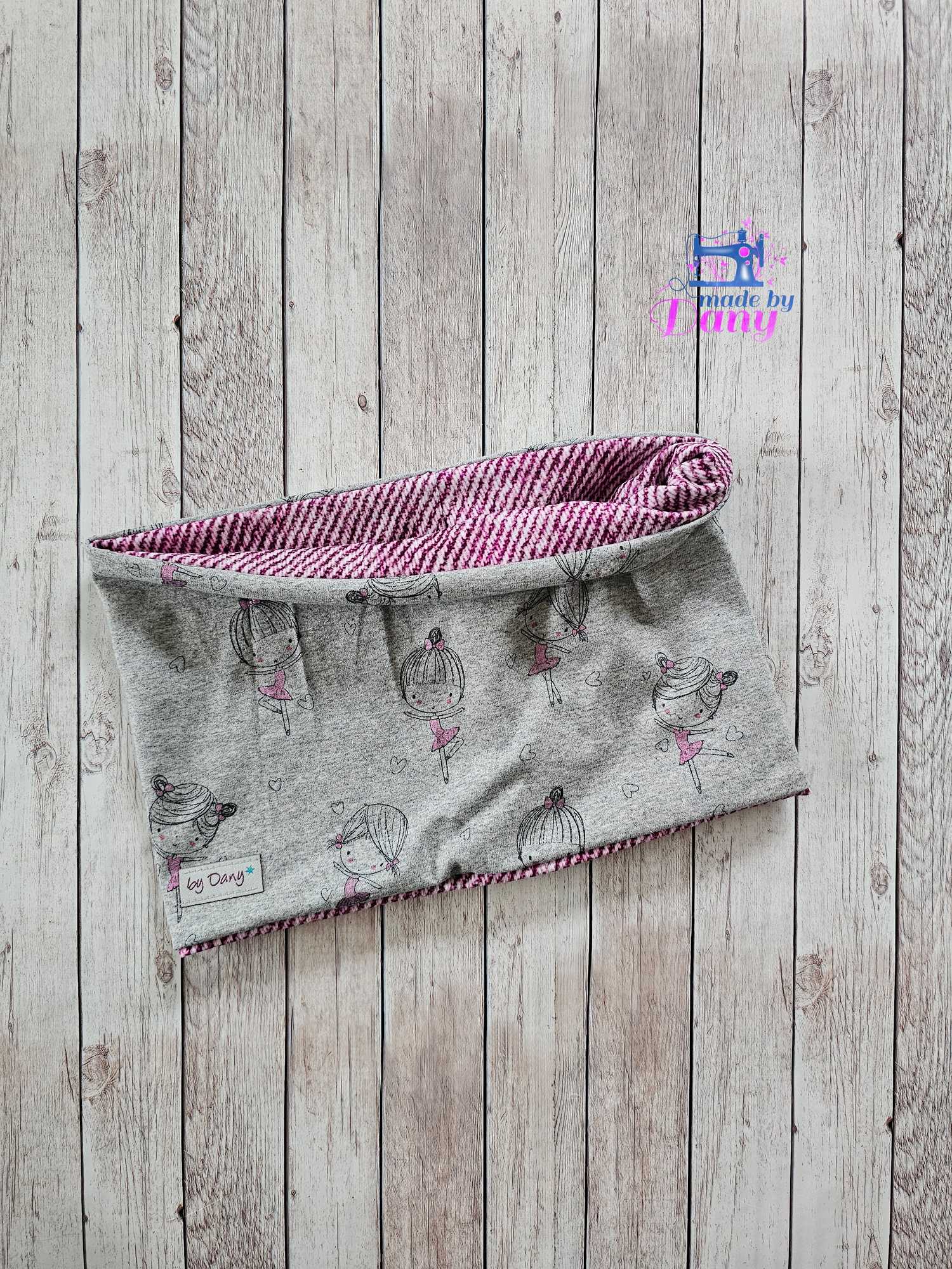 wende Loop Ballerina grau meliert/rosa Folie, Jeansoptik pink/violett ca. 52 cm