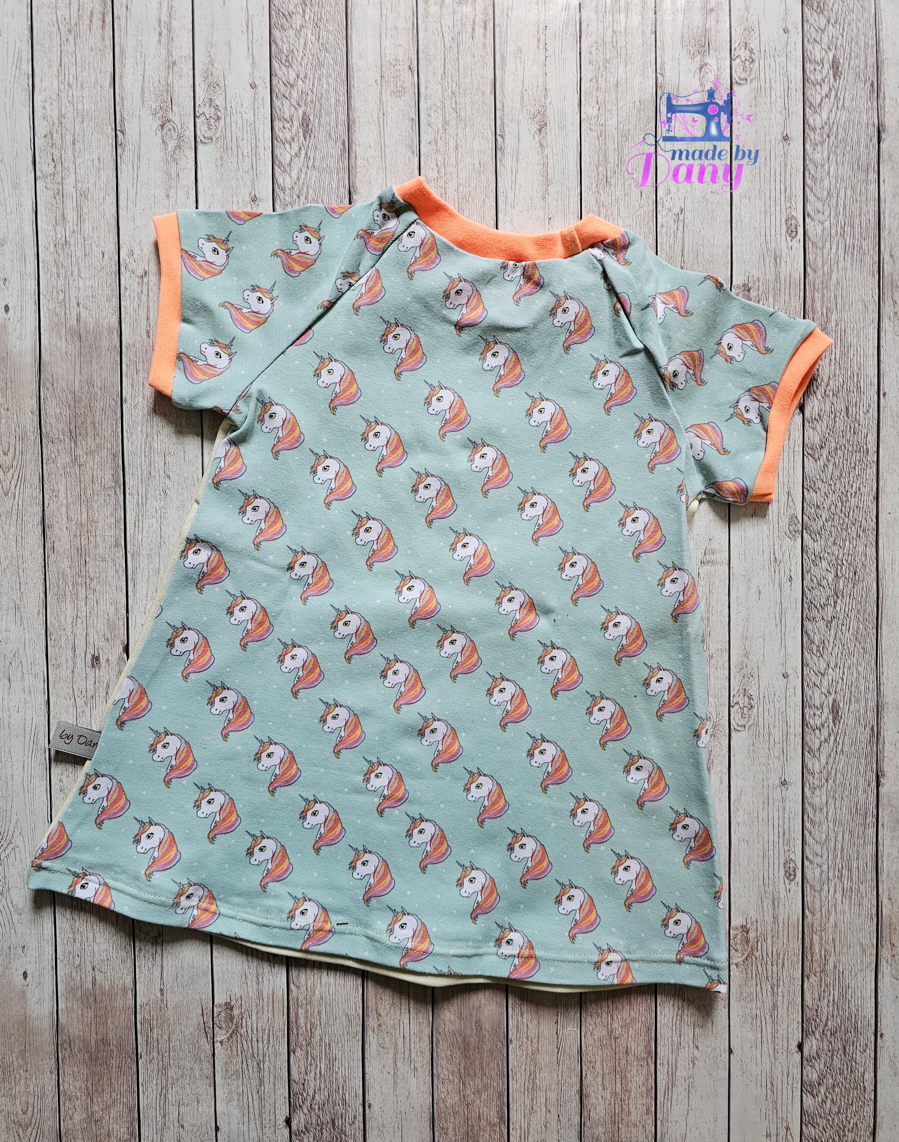 Tunika kurz Arm Einhorn gelb und mint 92