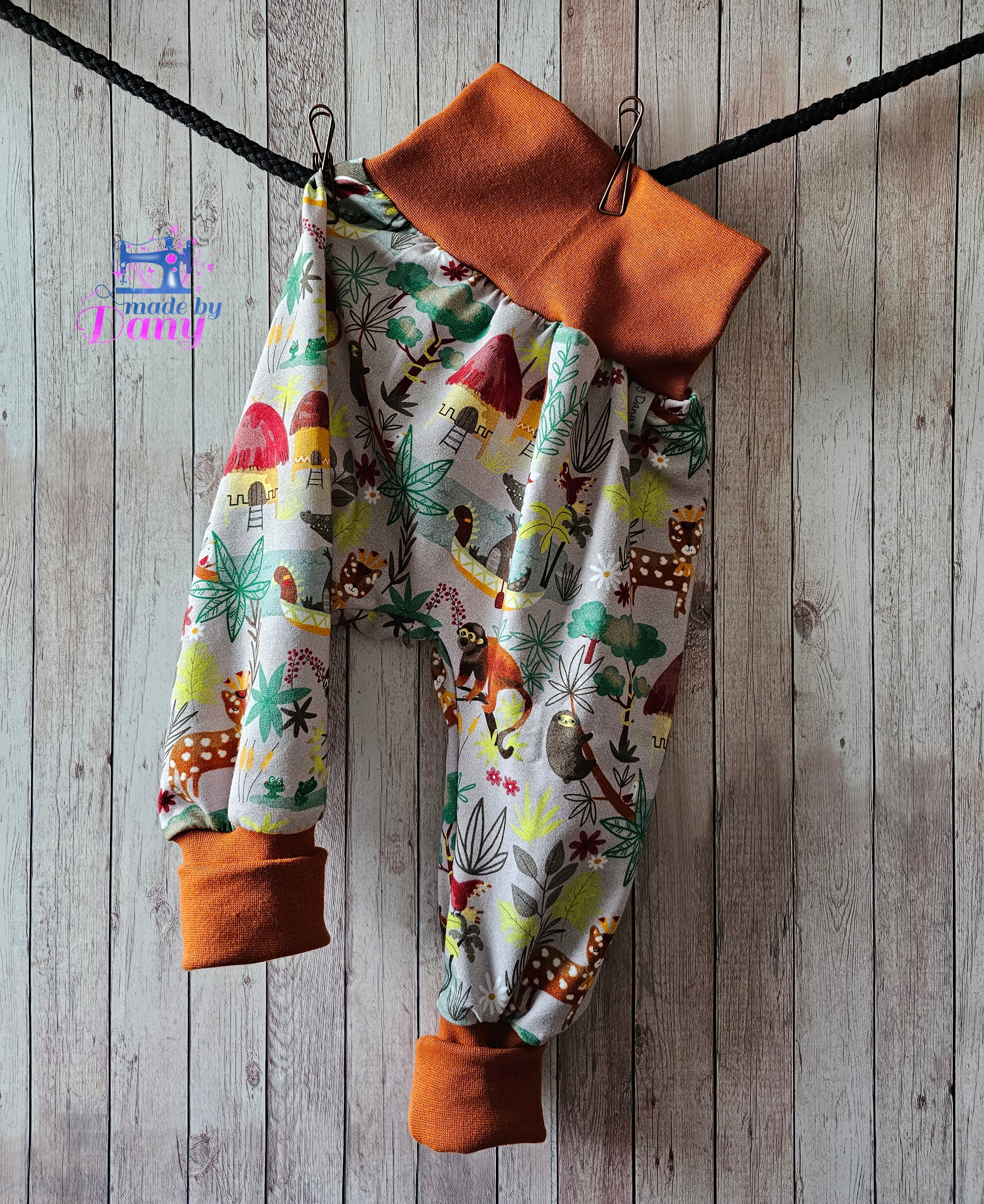 Pumphosen lang Dschungel Leben grau 86/92