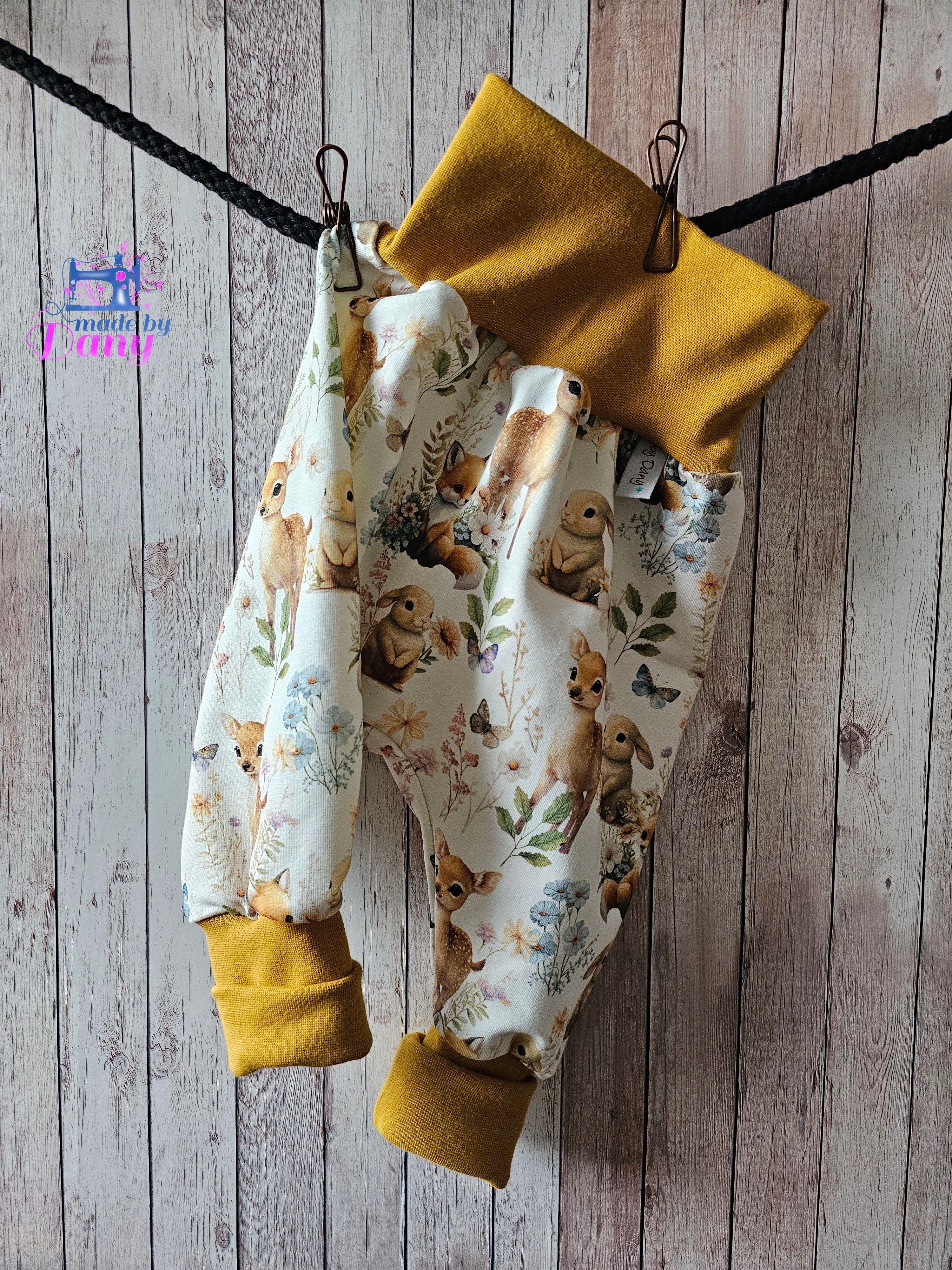 Pumphosen lang Forest Meadow animals offwhite 74/80