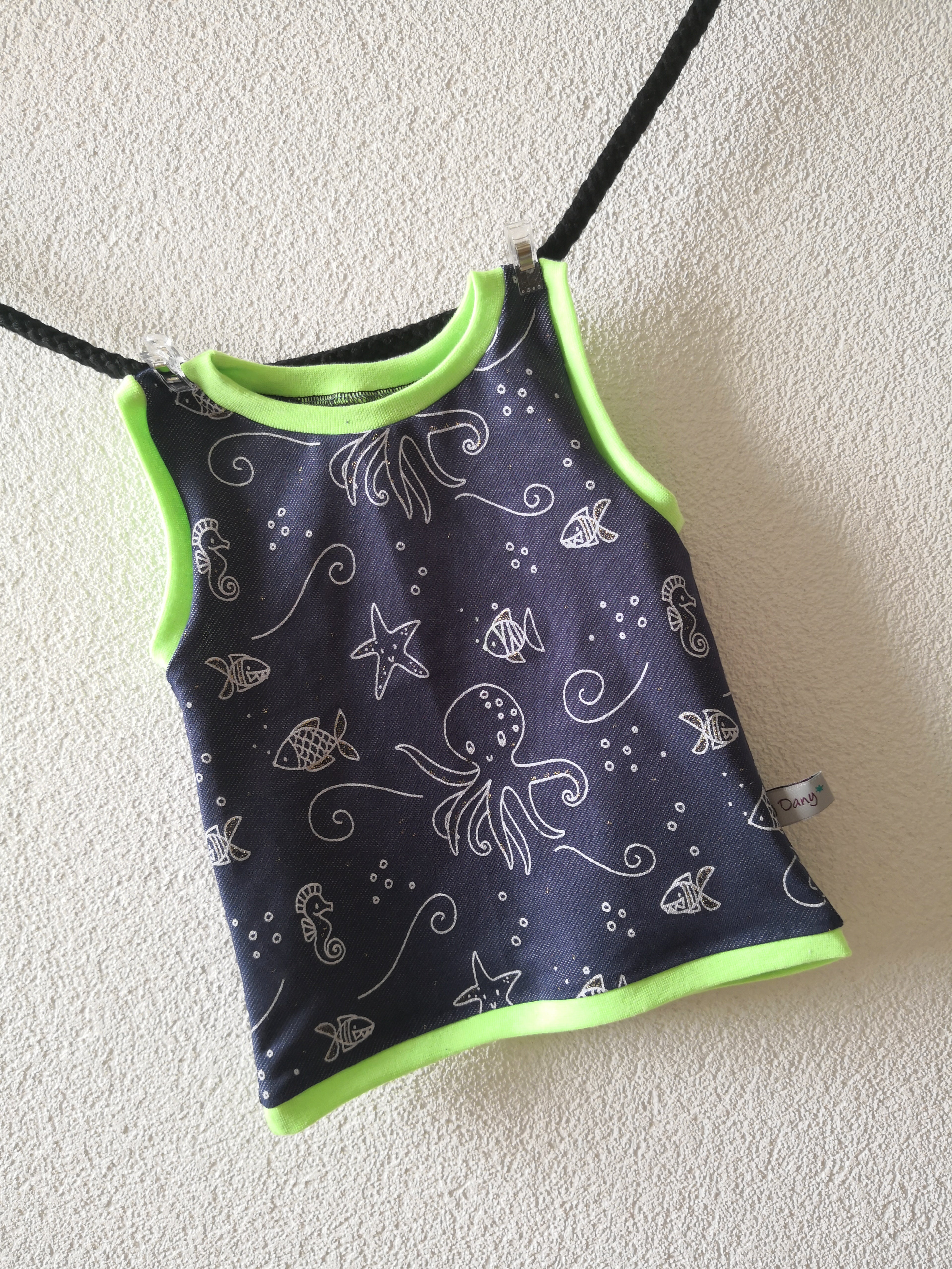 Träger Shirt Unterwasser Welt Jeans blau 62