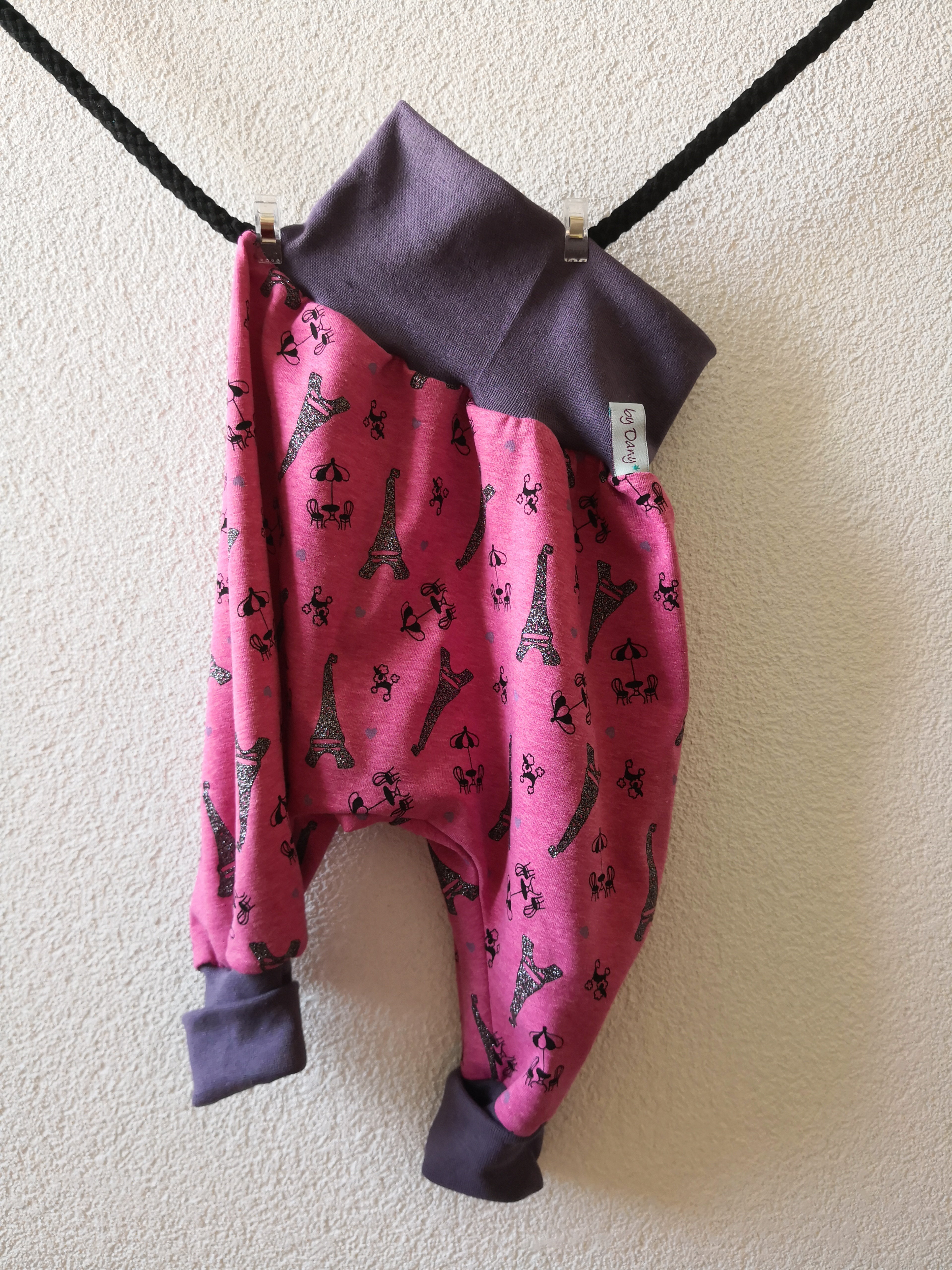 Set Einhorn pink & Eifelturm pink 1x Pumphose lang (80/86) & 1x Tunika kurz Arm (80)