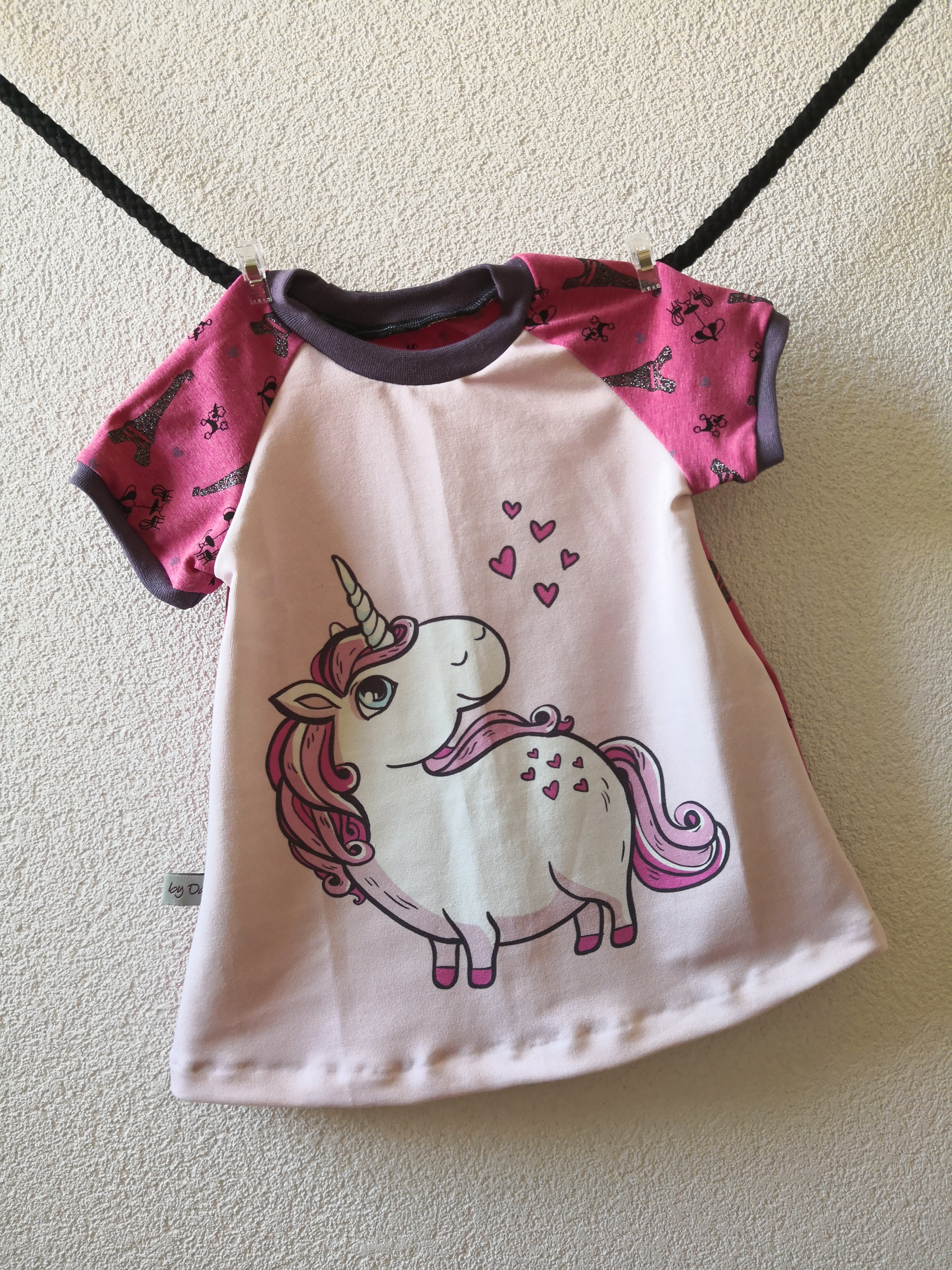 Set Einhorn pink & Eifelturm pink 1x Pumphose lang (80/86) & 1x Tunika kurz Arm (80)
