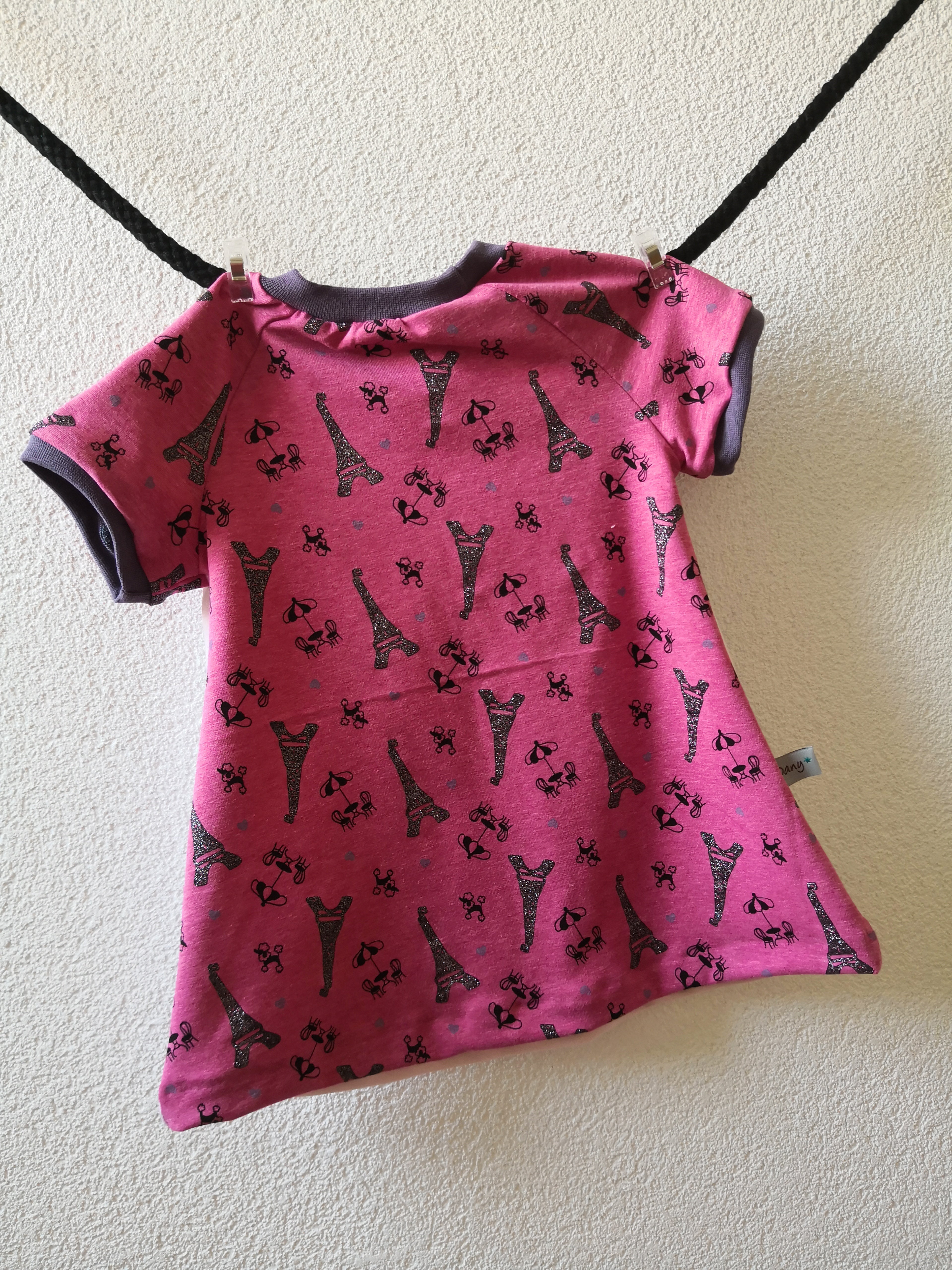 Set Einhorn pink & Eifelturm pink 1x Pumphose lang (80/86) & 1x Tunika kurz Arm (80)