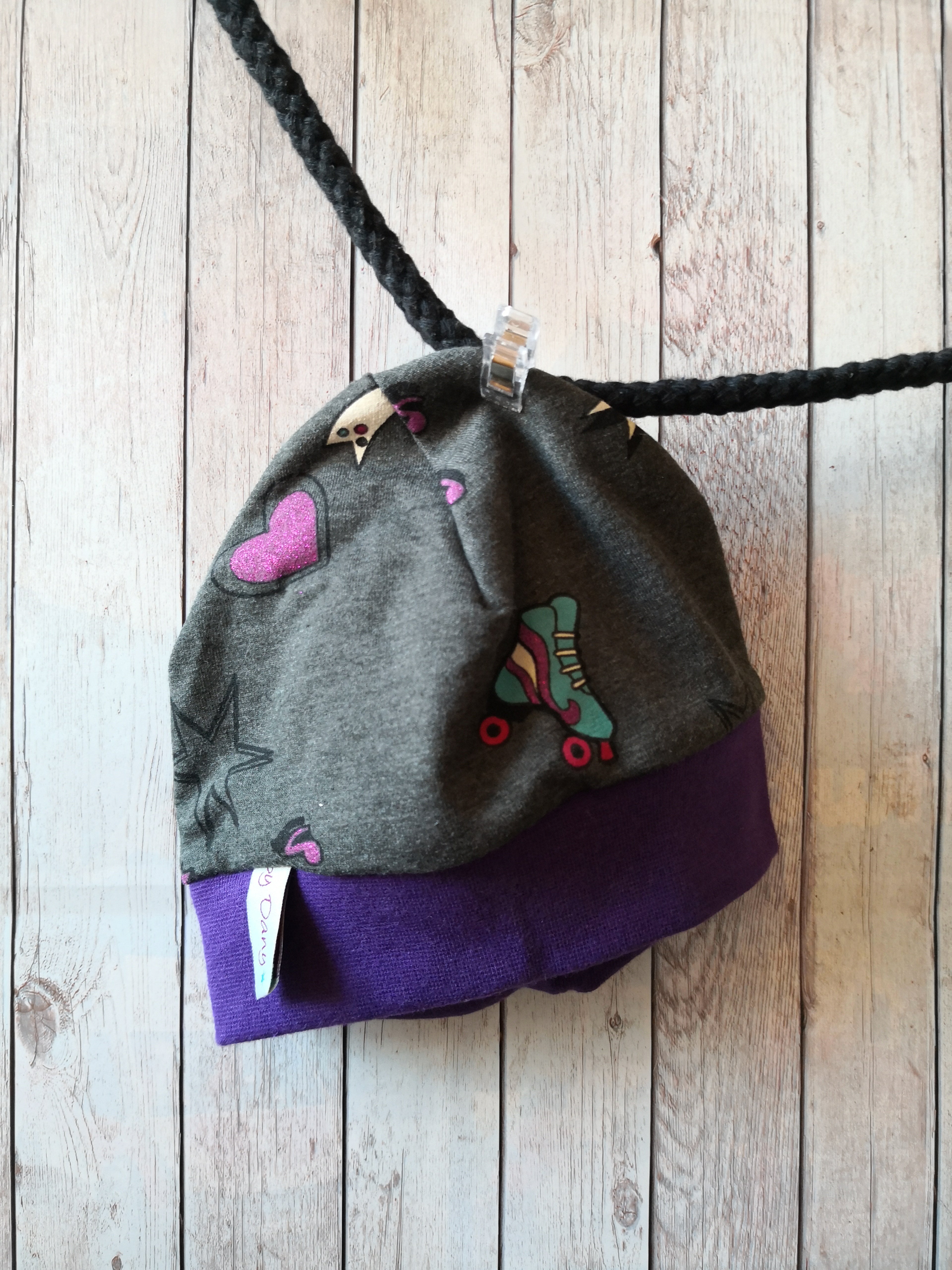 Mütze Patches Glitzer Girly grau ca. 44-46 cm