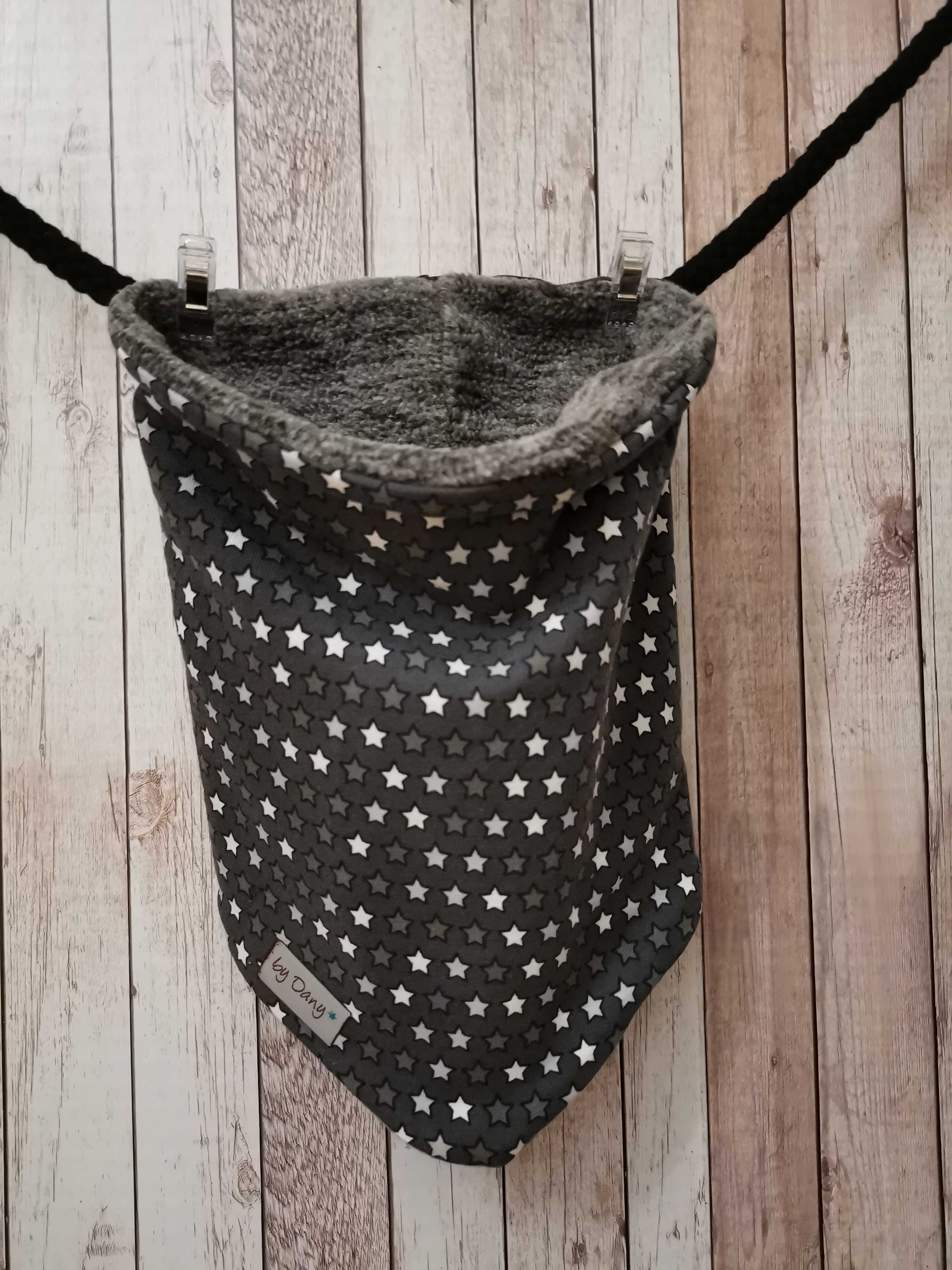 Loop vorne lang innen gefüttert Sterne auf anthrazit ca. 40 cm