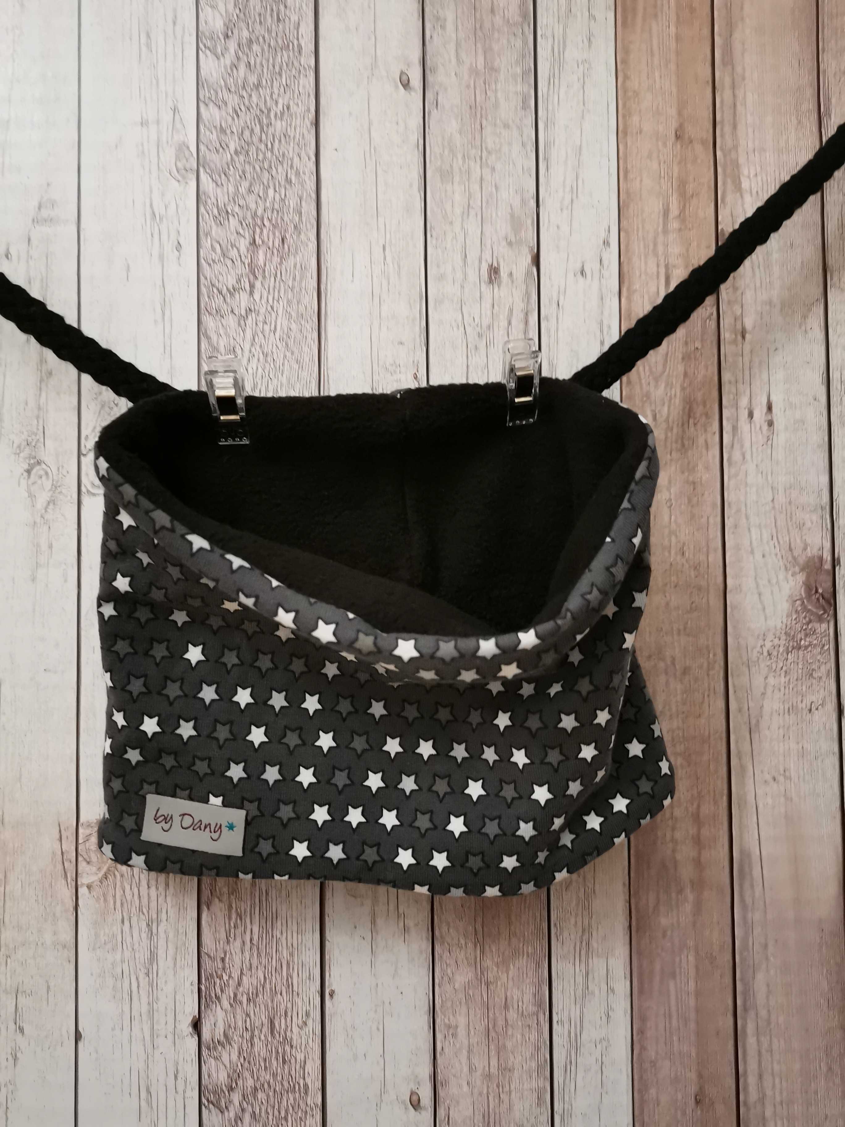 Loop innen gefüttert Sterne auf anthrazit, gefüttert schwarz ca. 40 cm