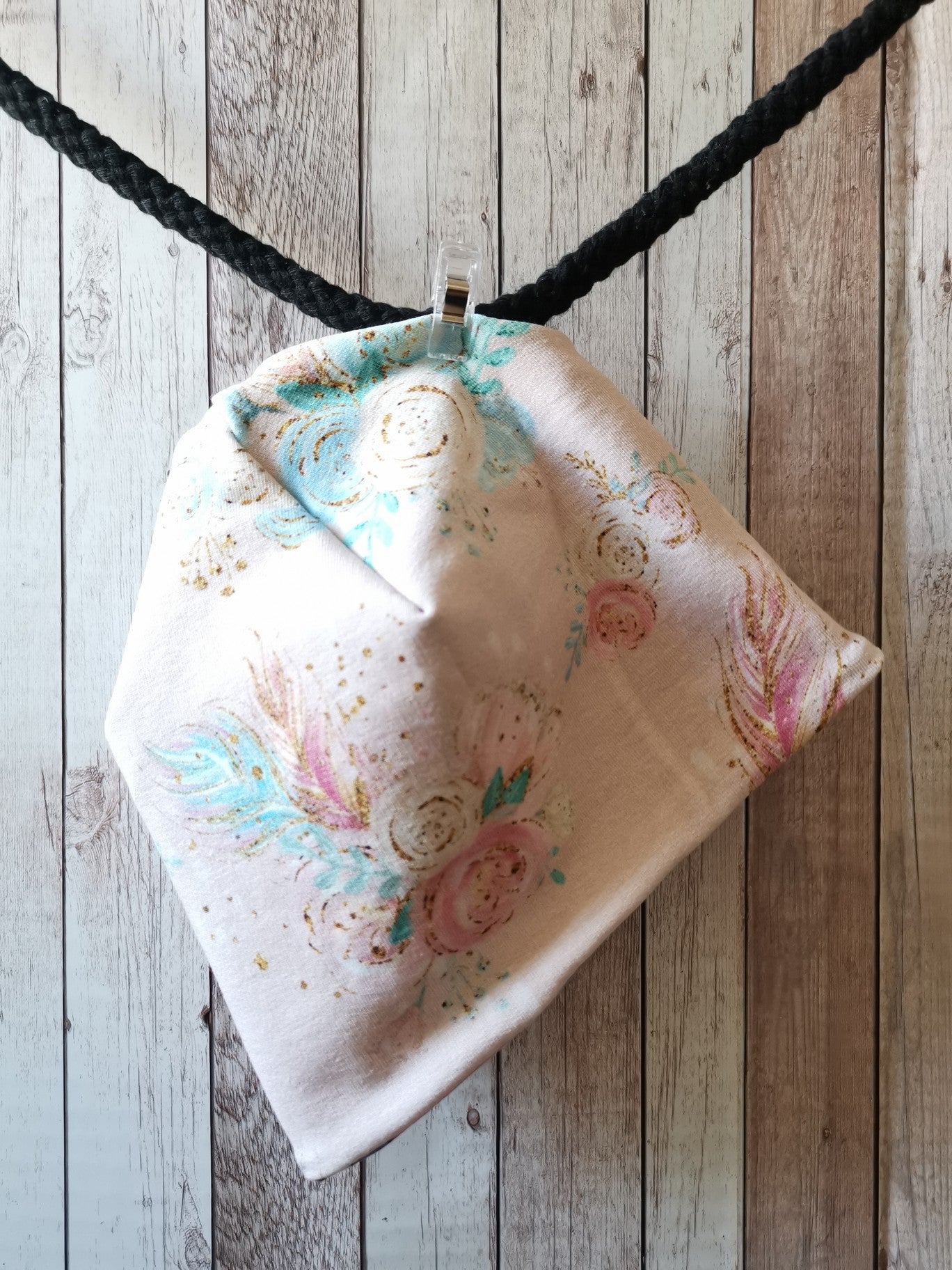 Wendemütze Knuddliges Einhorn blau, Federn & Blume rosa ca. 44-46 cm