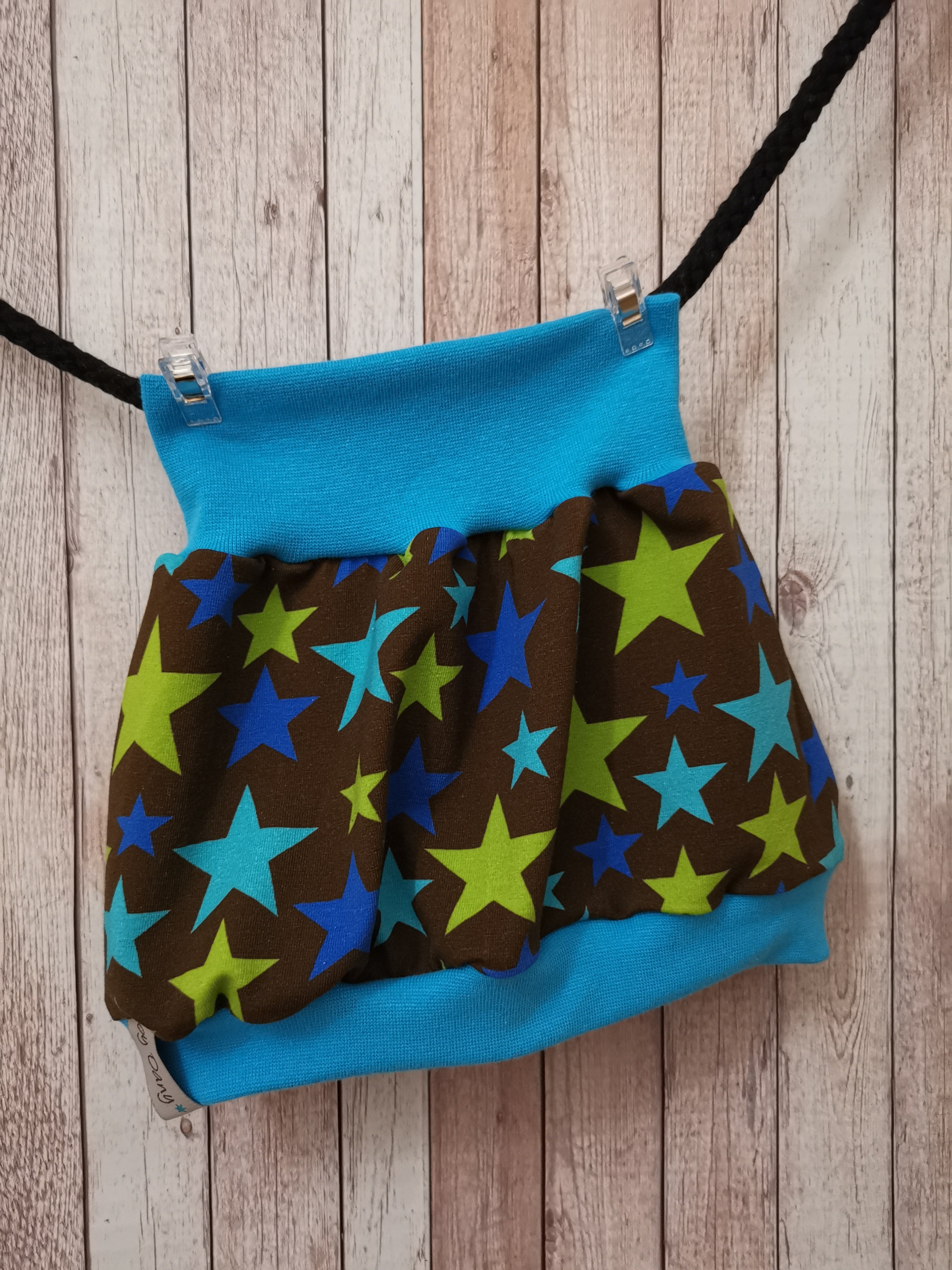 Ballonrock Sterne blau / grün auf braun 74