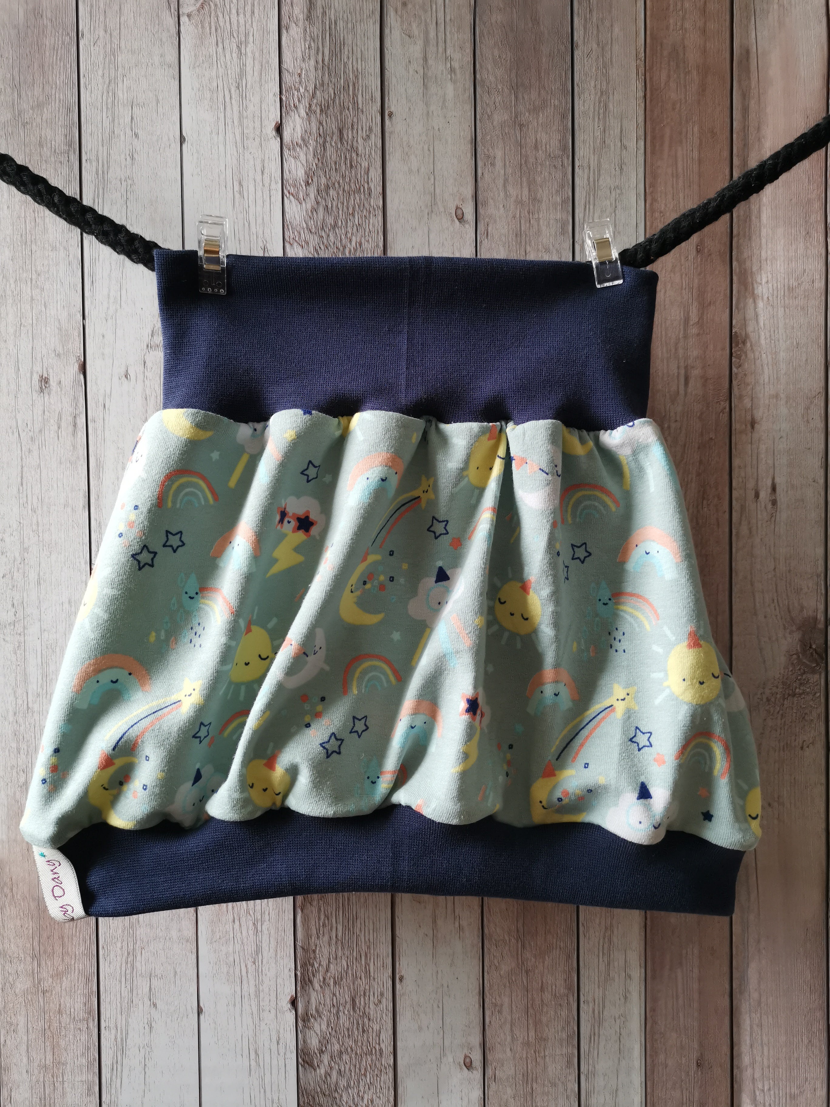 Ballonrock Sonne, Mond und Sterne mint, dunkelblau 92