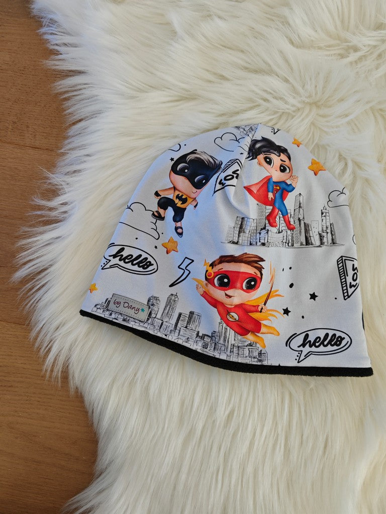 Beanie innen gefüttert Superhelden, hello, wow ca. 52-55 cm