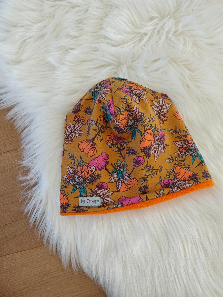 Beanie innen gefüttert Boom Senf Blossom by brinarina ca. 52-55 cm