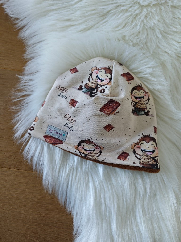 Mütze innen gefüttert Choco holic Äffchen ca. 47-49 cm