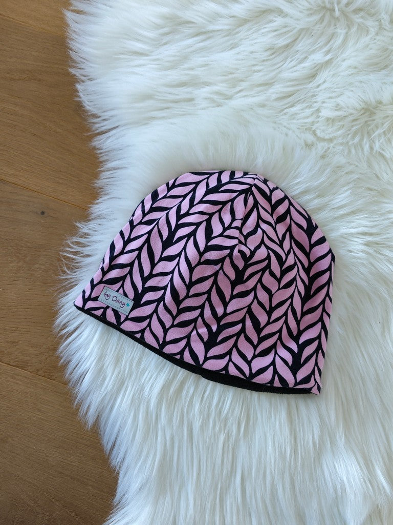 Mütze innen gefüttert Paapii Plait pink black ca. 56-58