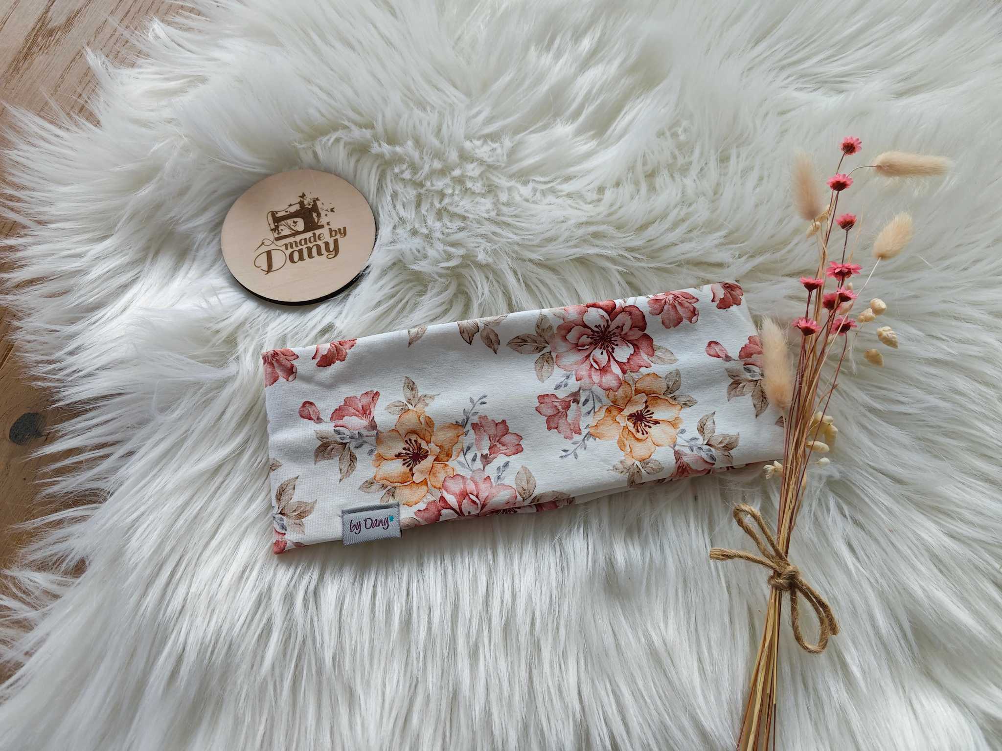 Stirnband Französische Blume Lehmrosa ca. 55-56 cm