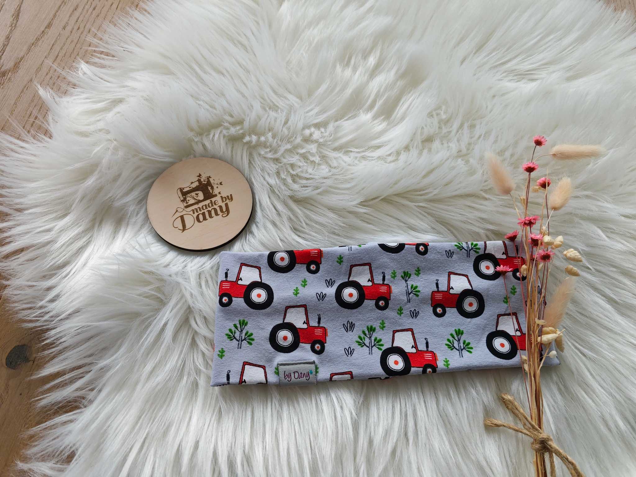 Stirnband Traktoren satingrau ca. 55-56 cm