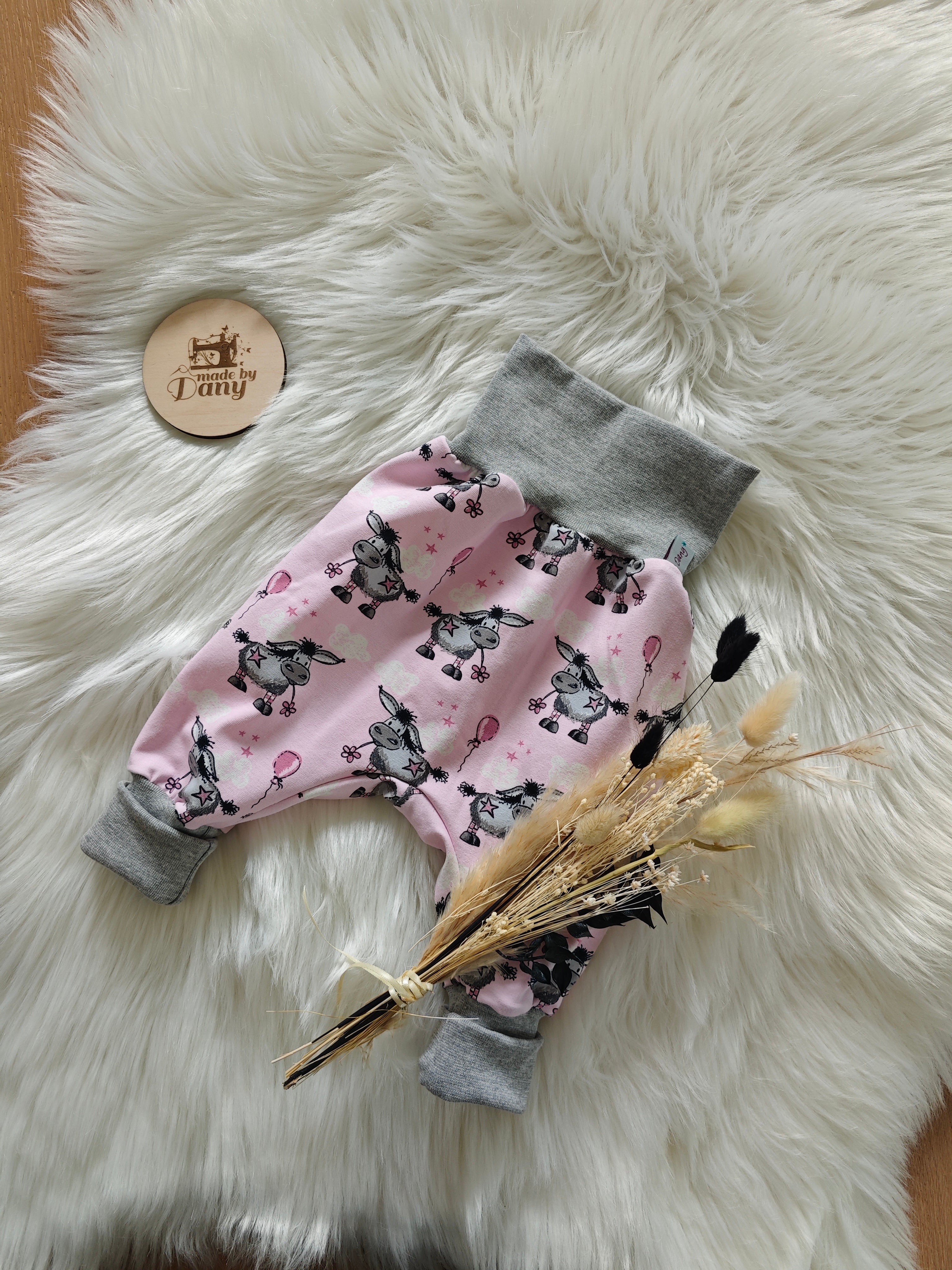 Pumphosen lang Eselchen rosa 62/68