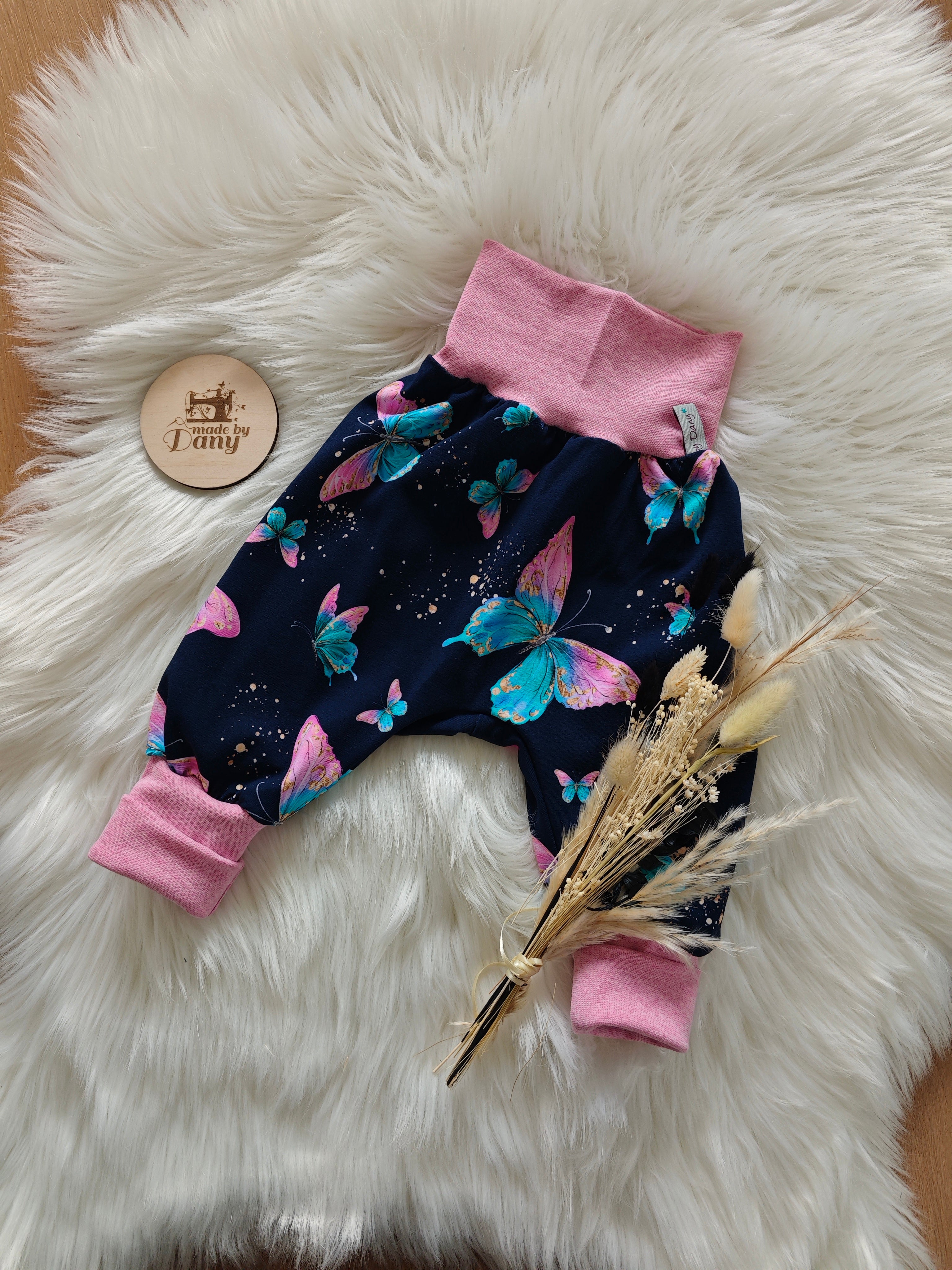 Pumphosen lang Schmetterling rosa 74/80